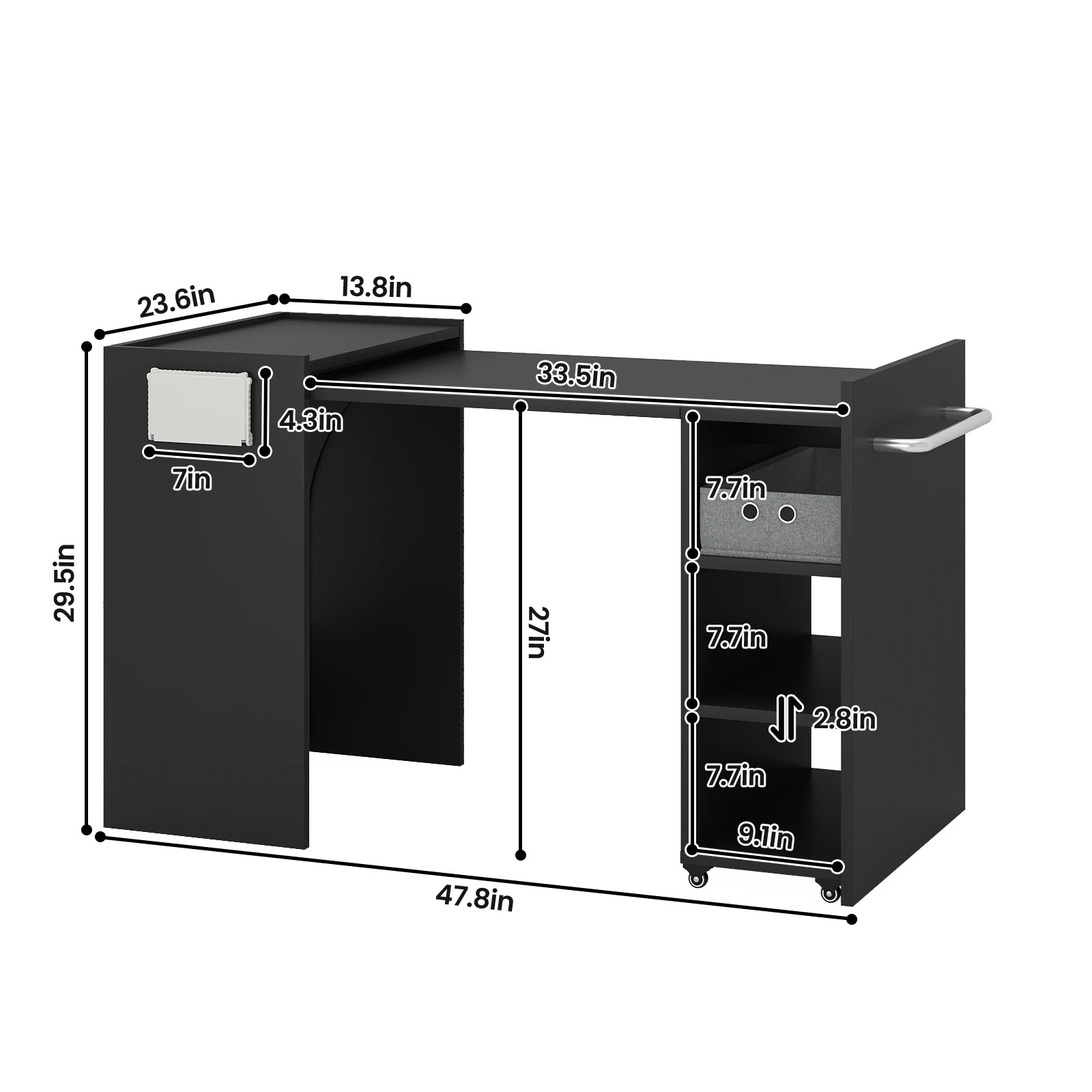 6 Advwin Computer Desk Folding Sewing Table - Black, 6 of 7