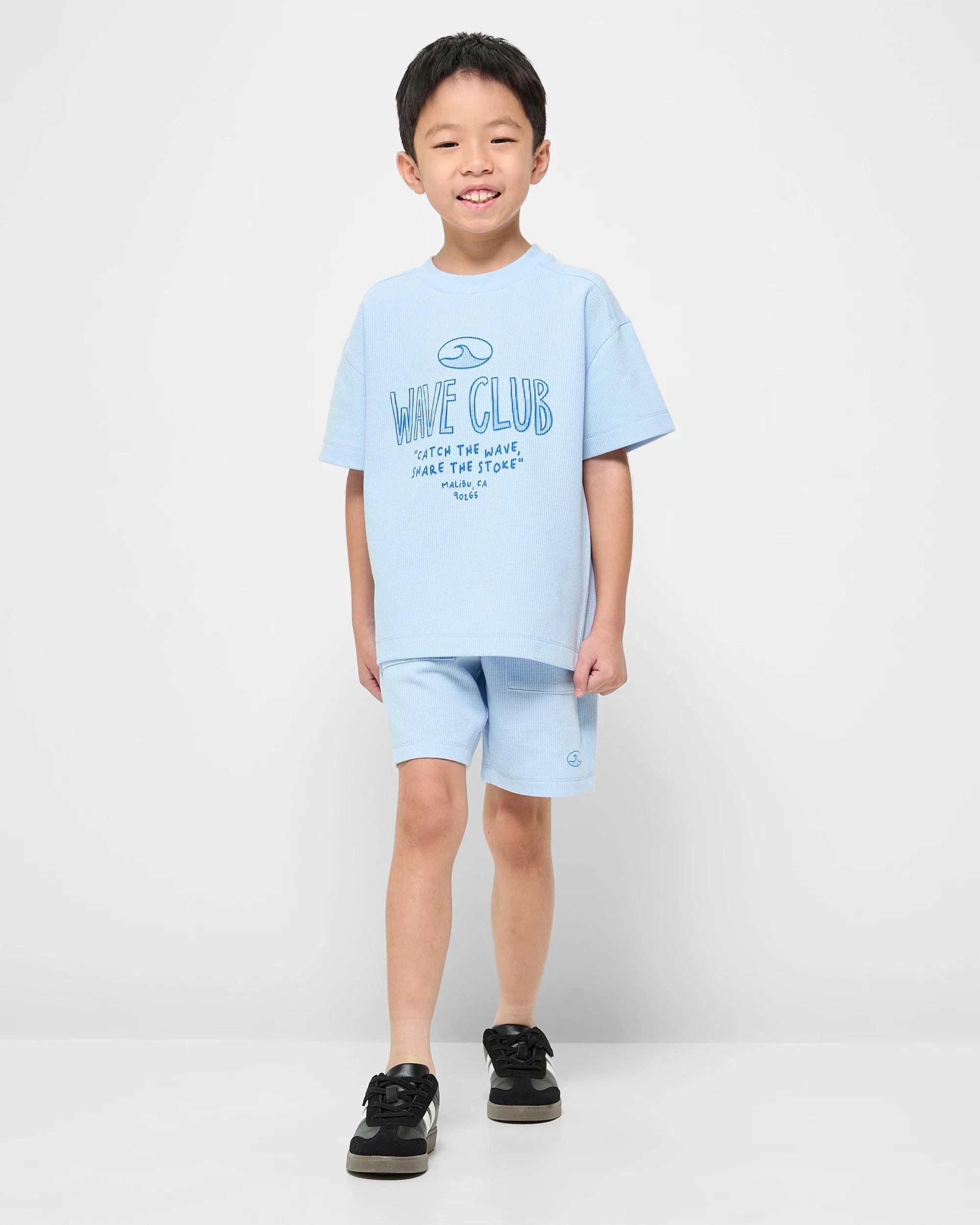 2 Target Waffle T-shirt and Short 2 Piece Set BLUE WAVE CLUB, 2 of 5
