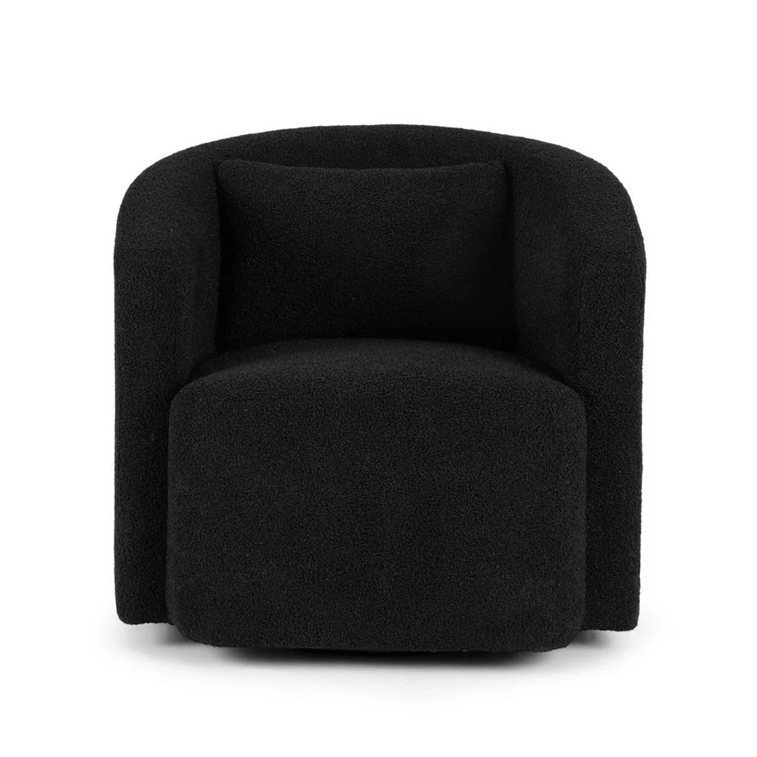 3 Artiss Swivel Chair Round Armchair Sherpa Fleece - Black, 3 of 6