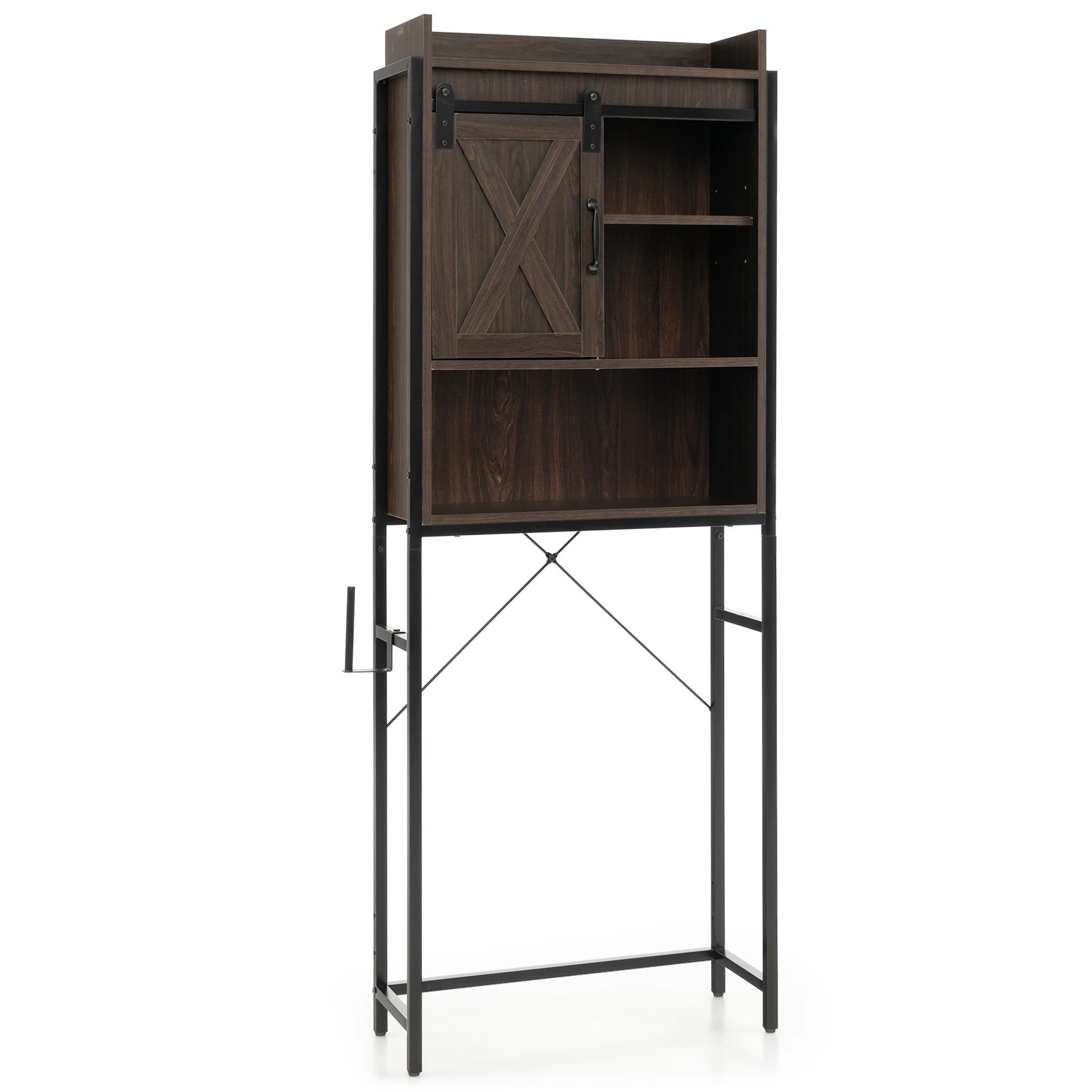 1 Costway 4-Tier Over Toilet Storage Cabinet w/Shelf & Sliding Door Bathroom, 1 of 4