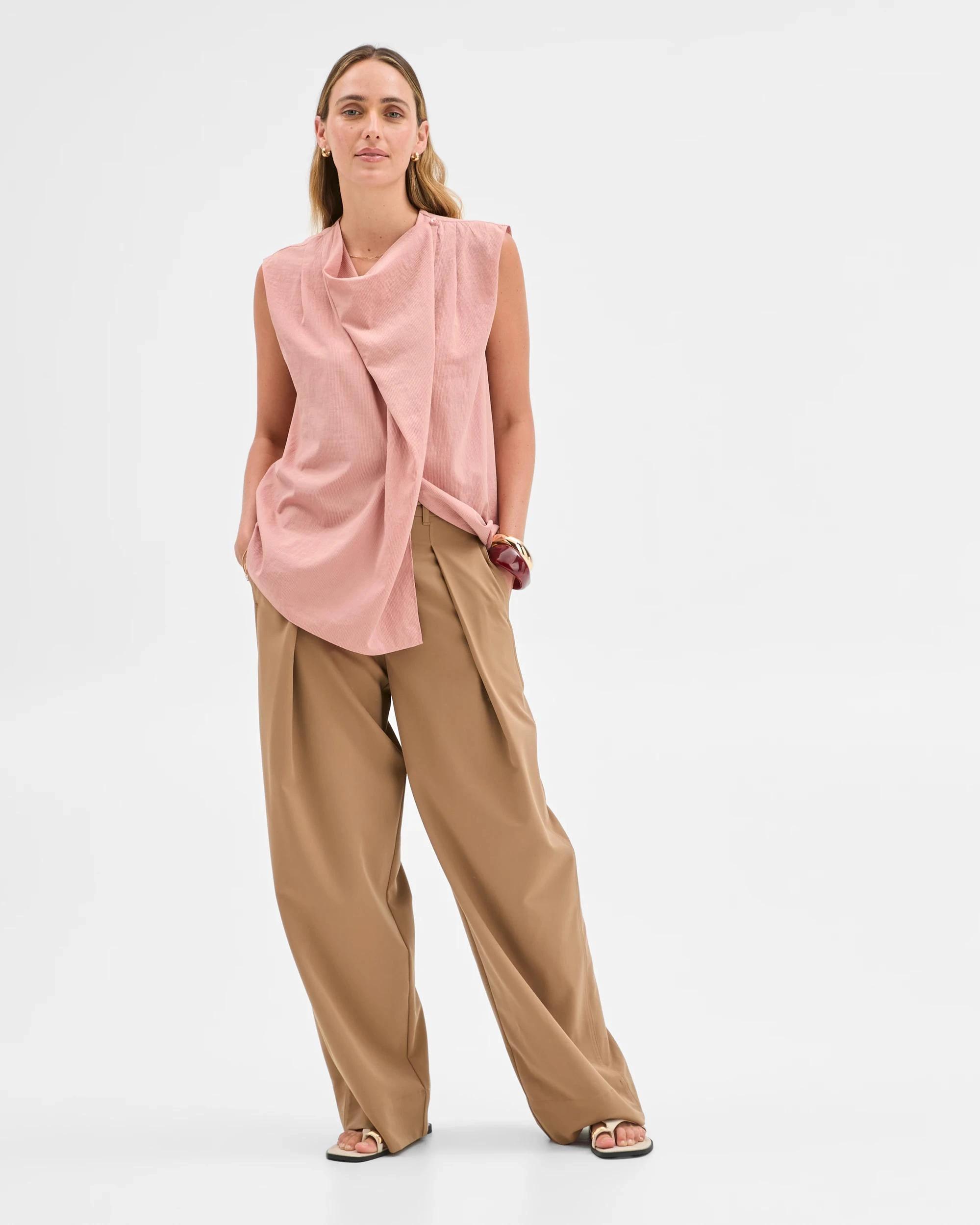 2 Target Sleeveless Scarf Draped Front Blouse BLUSH PINK, 2 of 7