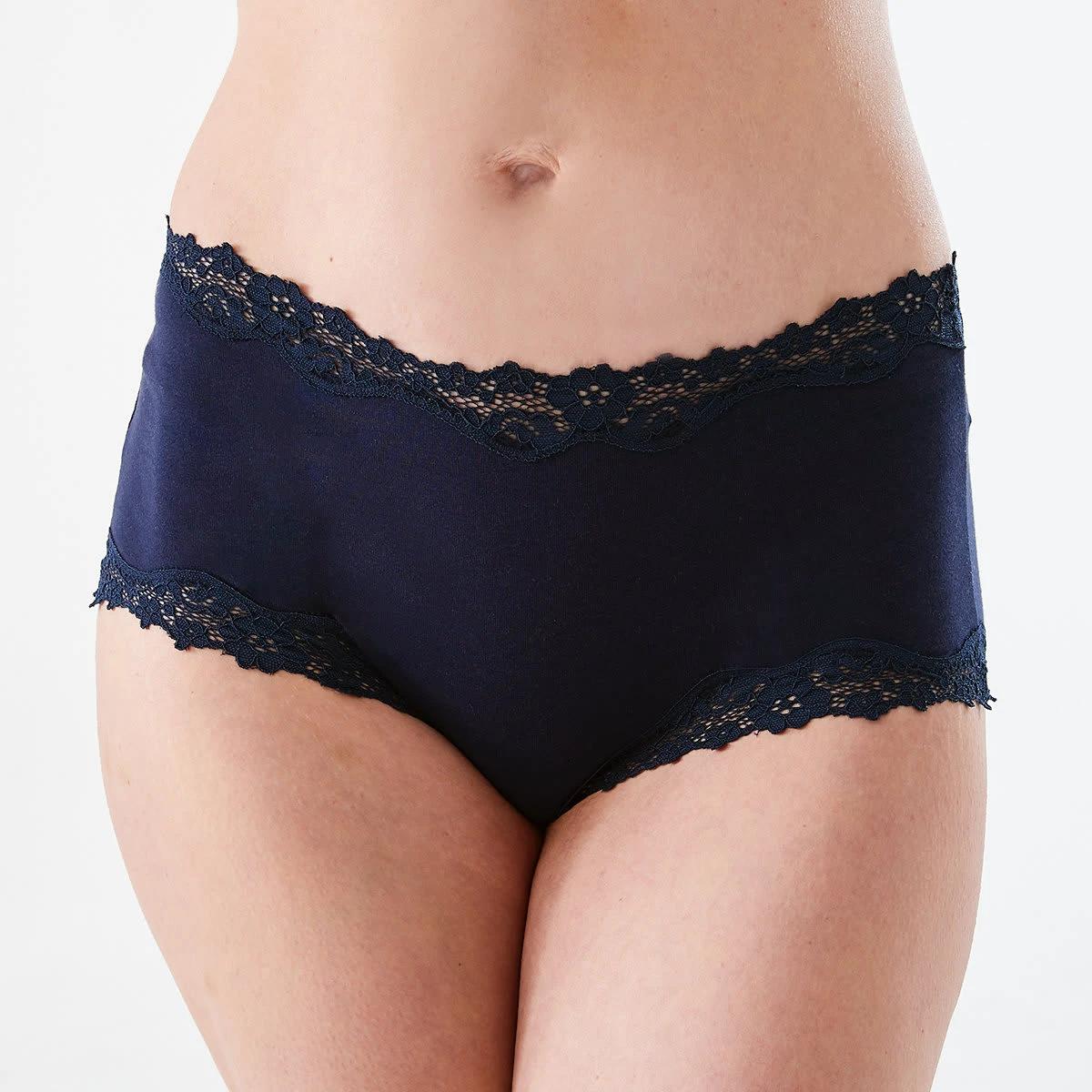 4 3 Pack Cotton Lace Trim Full Briefs Hy Mn Bl, 4 of 8