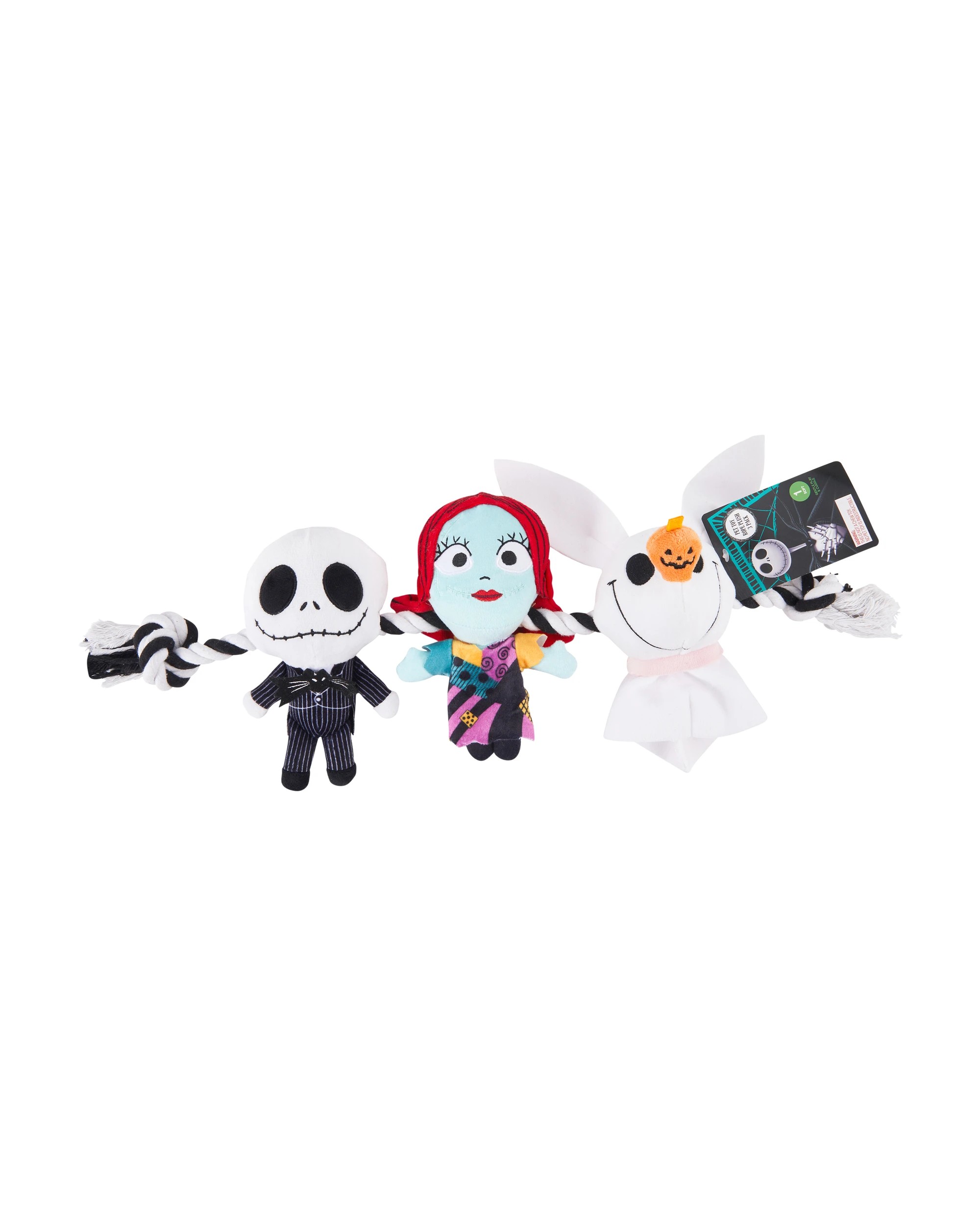 3 3 Pack Disney Tim Burton's The Nightmare Before Christmas Pet Toy Rope Plush, 3 of 3