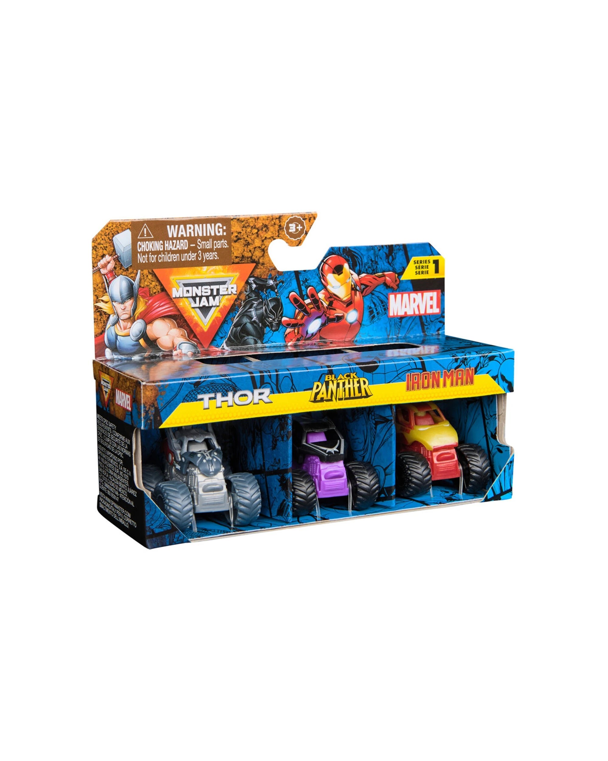 5 Monster Jam 3pc Mini Marvel Trucks Set Iconic Heroes Kids Children - Multi, 5 of 9