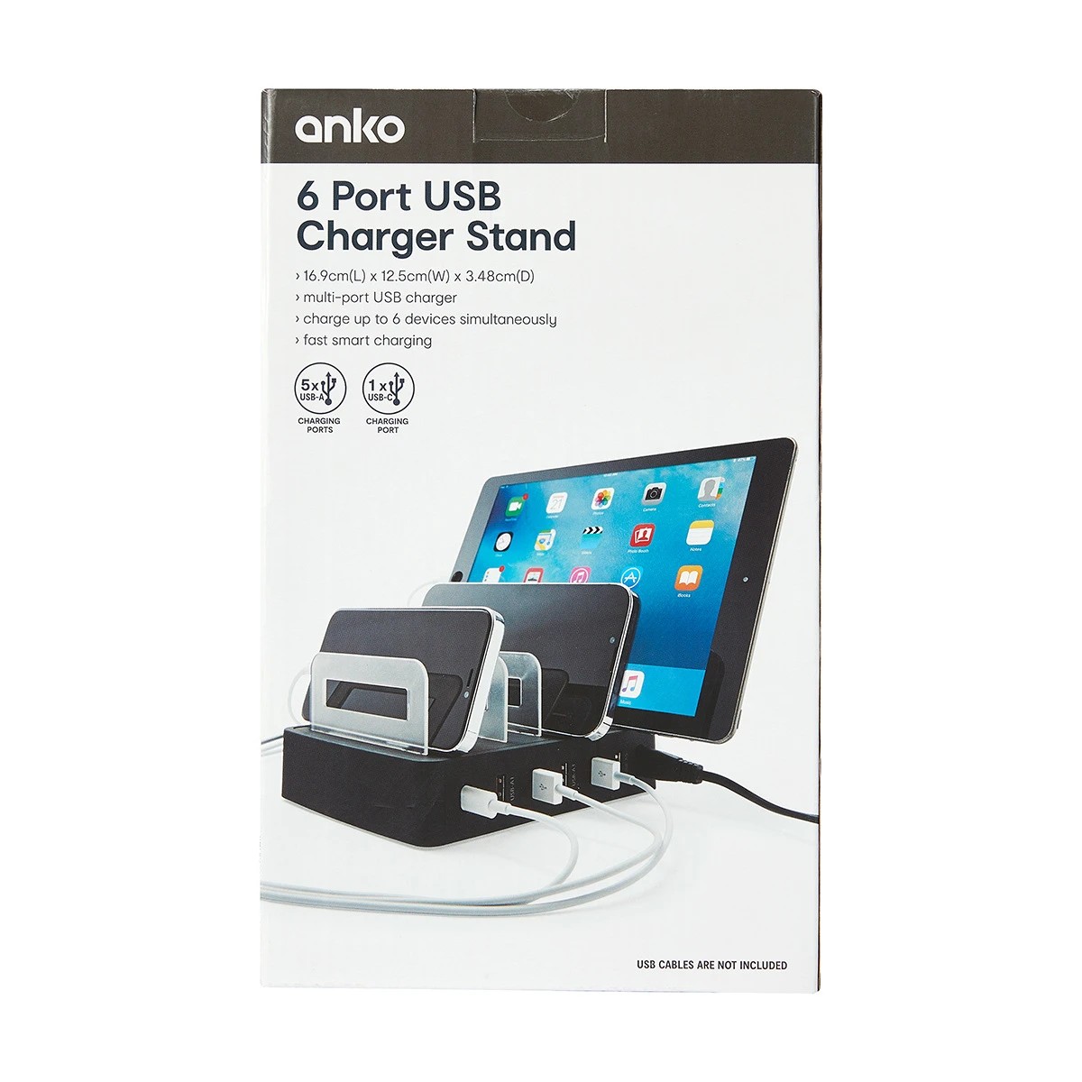 9 6 Port USB Charger Stand - Black, 9 of 10