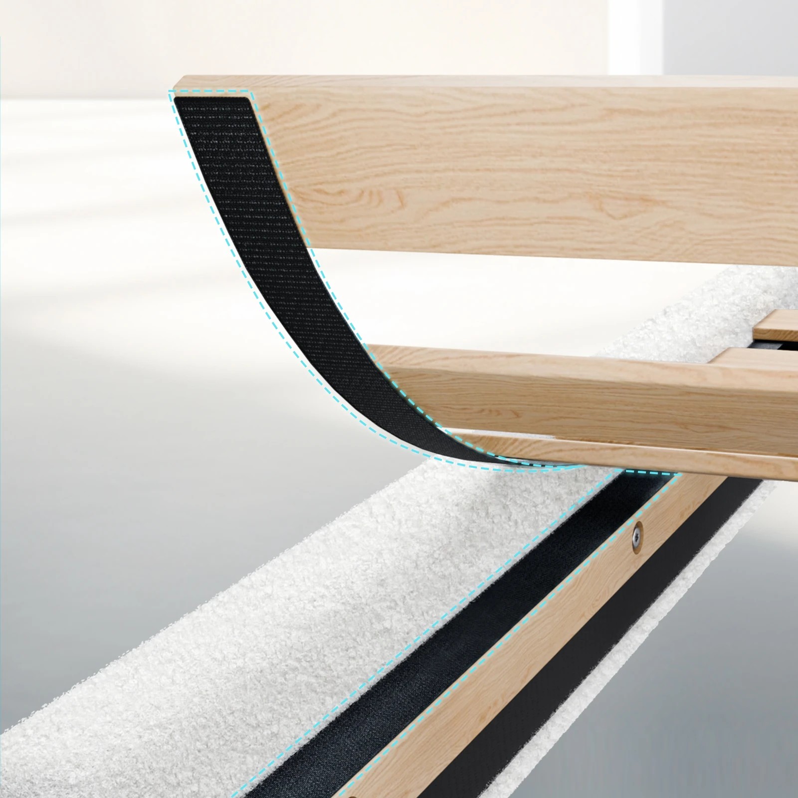 7 Alfordson Bed Frame Single Size Wooden Platform Mattress Base Boucle Fabric - White, 7 of 10