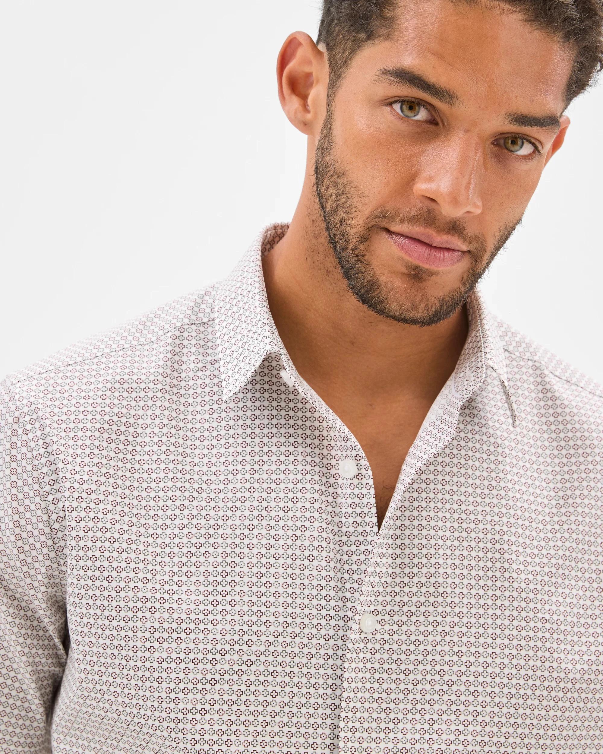 4 Preview Australian Cotton Short Sleeve Shirt BITTER CHOC GEO, 4 of 6