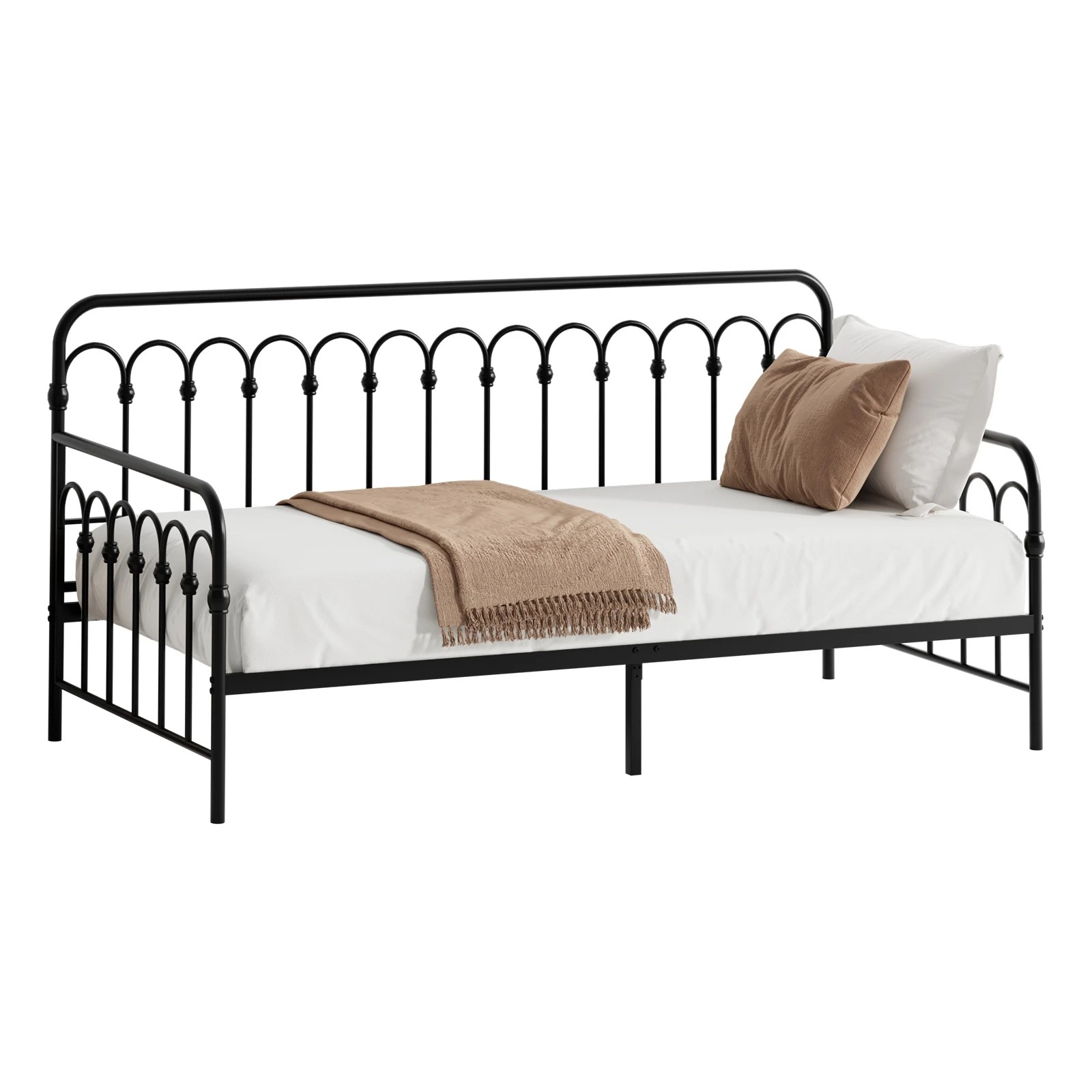 1 Oikiture Metal Daybed Frame Single Size Sofa Bed Steel Slat Support
 - Black, 1 of 9