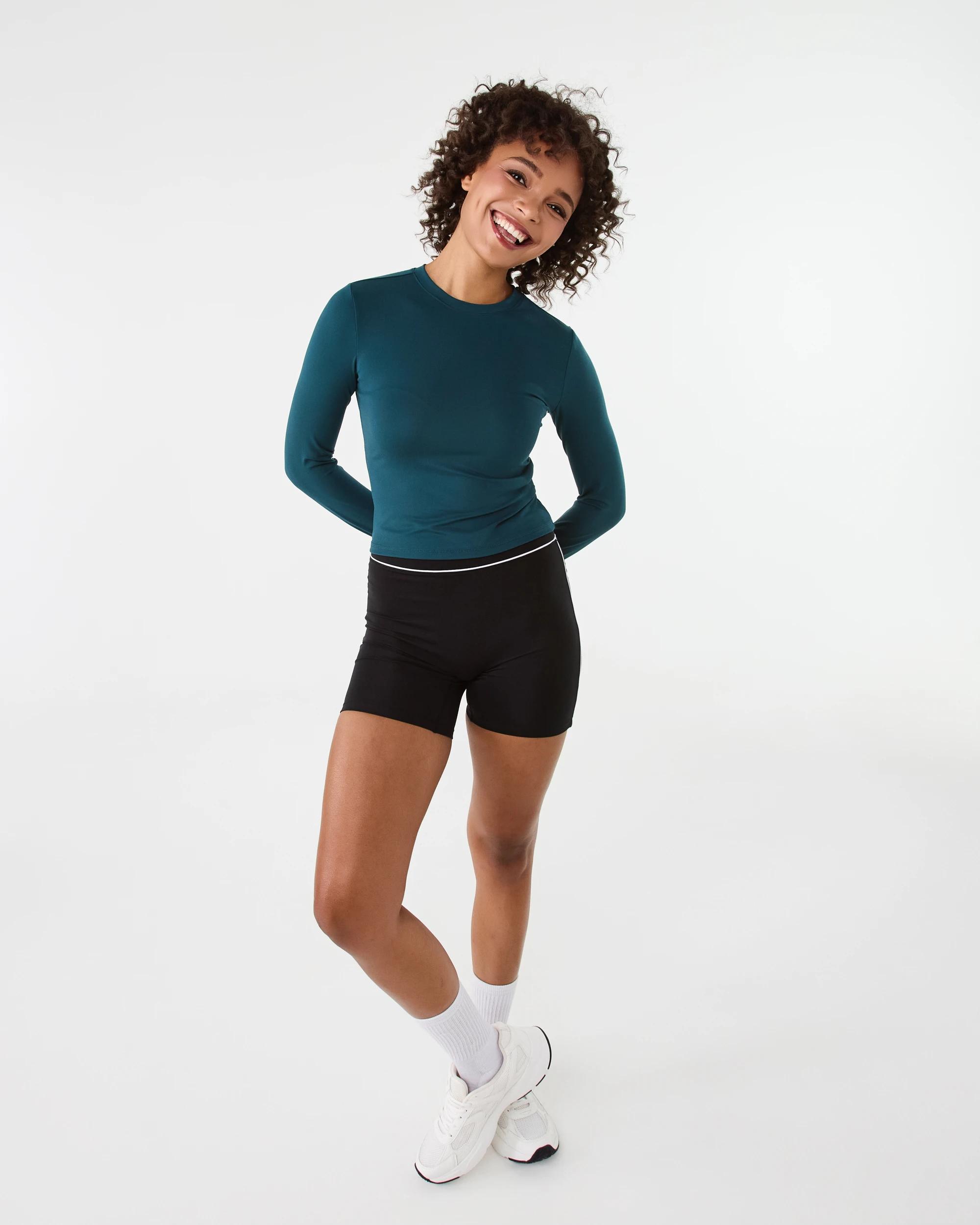 2 Active Womens Long Sleeve Ultrasoft Top Deep Teal, 2 of 7