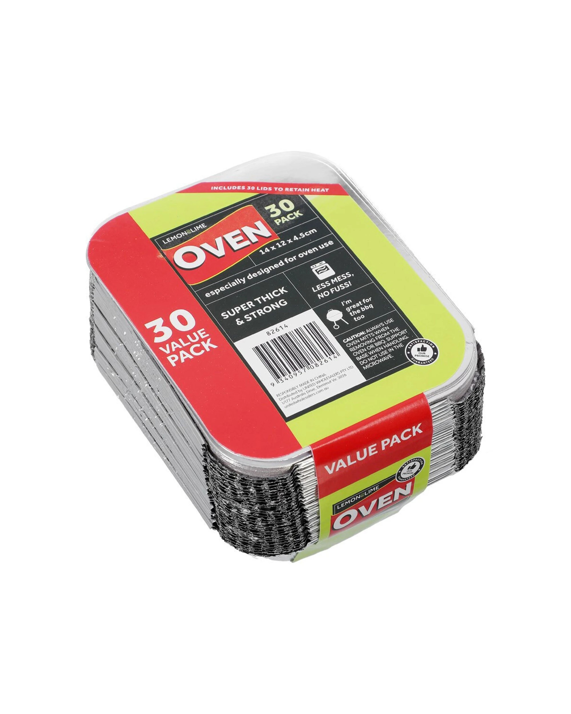 1 30pk Lemon & Lime Foil Container Bbq Dish/food Tray Baking Storage W/ Lid Silver
 - Silver, 1 of 4