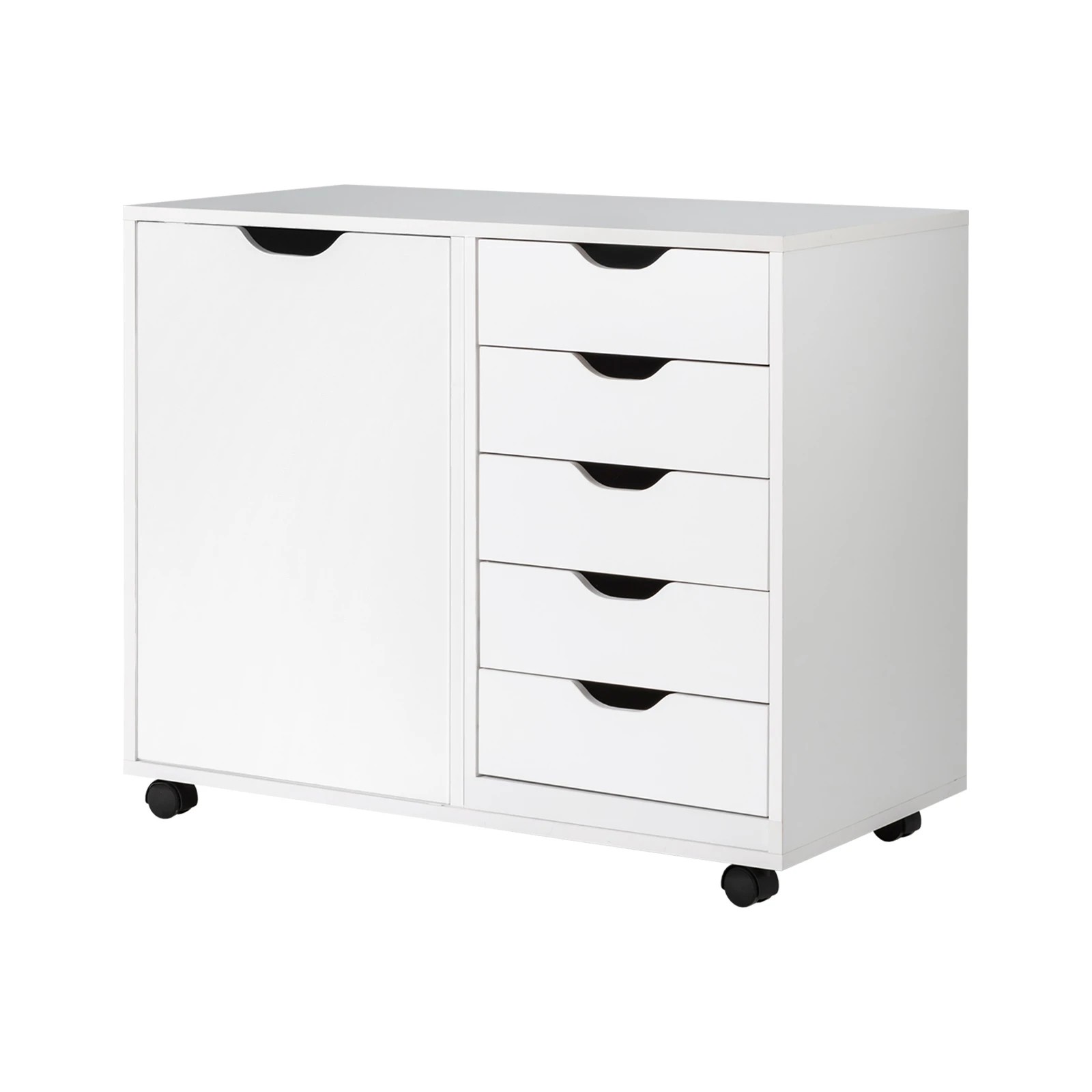 1 Costway 5 Drawer Mobile File Cabinet w/Door Home Office Storage Organizer - White, 1 of 1