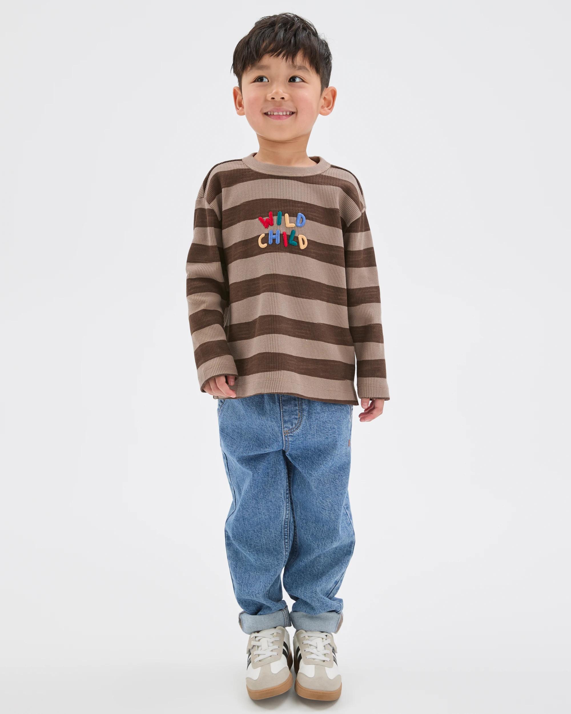 3 Target Kids Australian Cotton Long Sleeve Stripe T-Shirt BROWN, 3 of 8