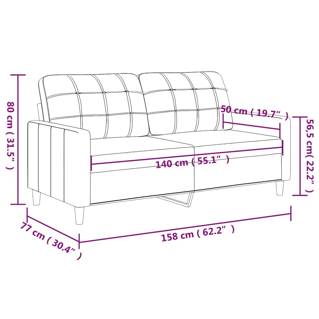 8 Vidaxl 2-seater Sofa Light Fabric - Grey, 8 of 9