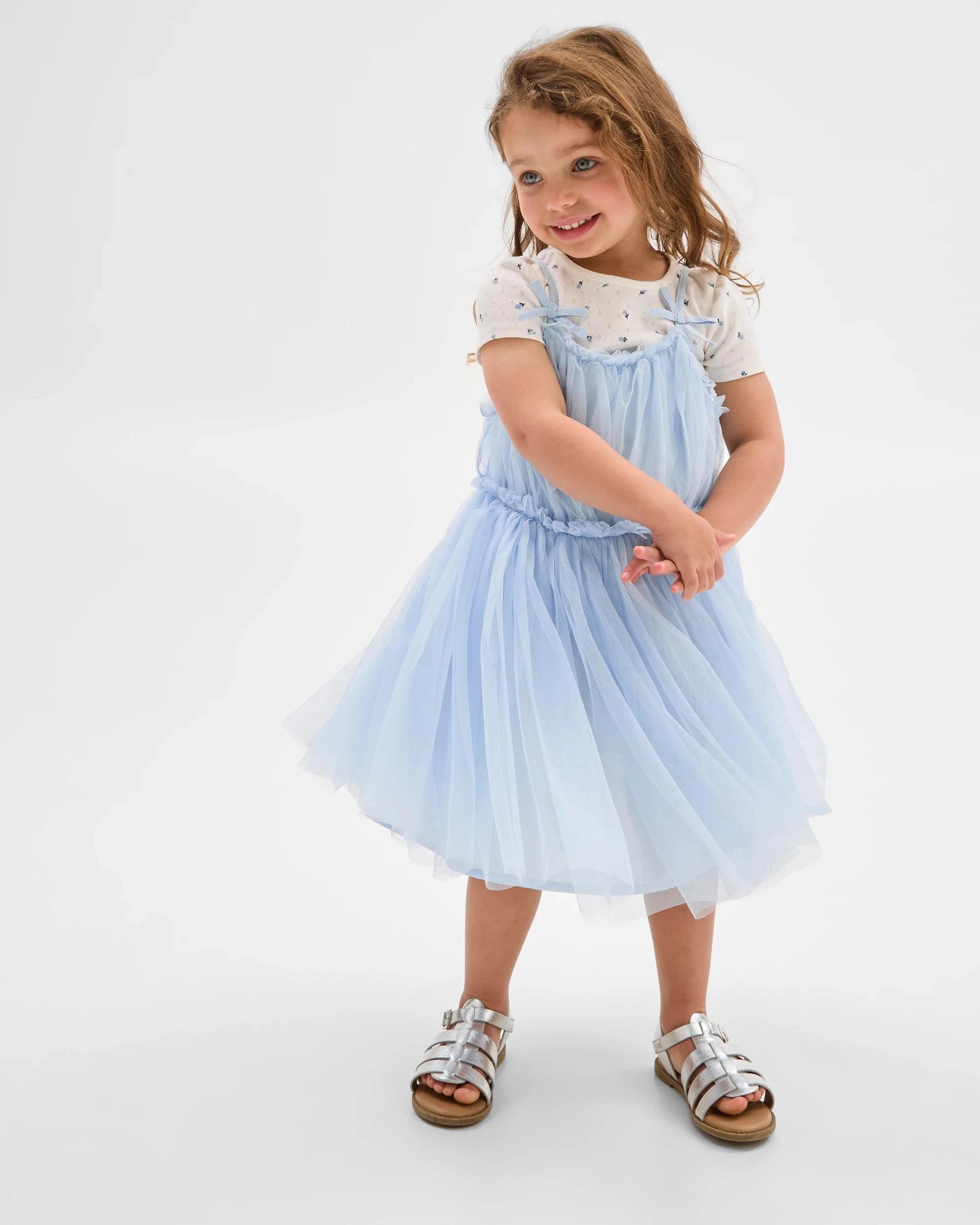 2 Target Tulle Dress and Pointelle T-Shirt Set 2 Piece BLUE, 2 of 5