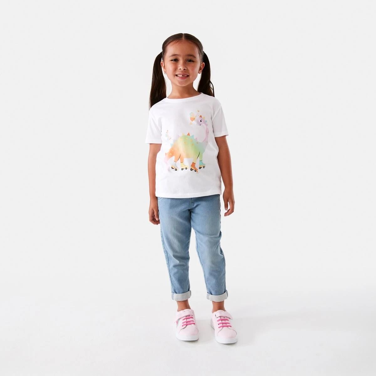5 Short Sleeve Placement Print T-shirt Wht Dino, 5 of 8