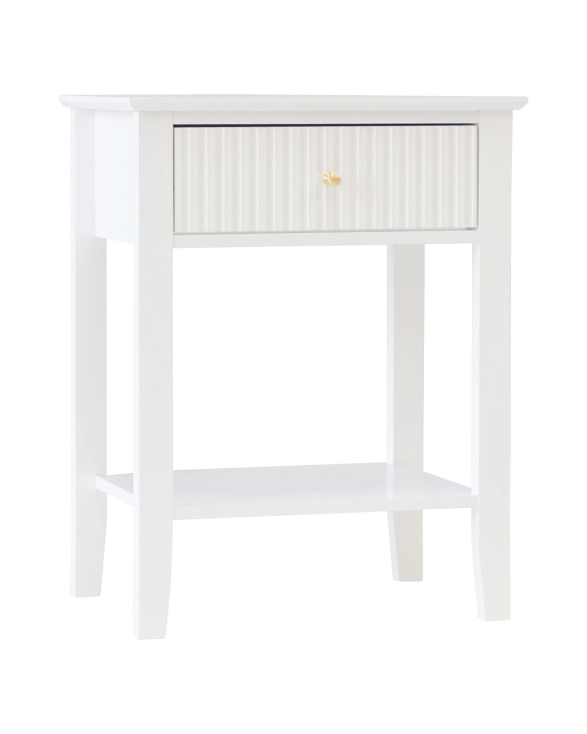 1 Alpine Bay Zara Fluted Bedside Table 1 Drawer - White, 1 of 8
