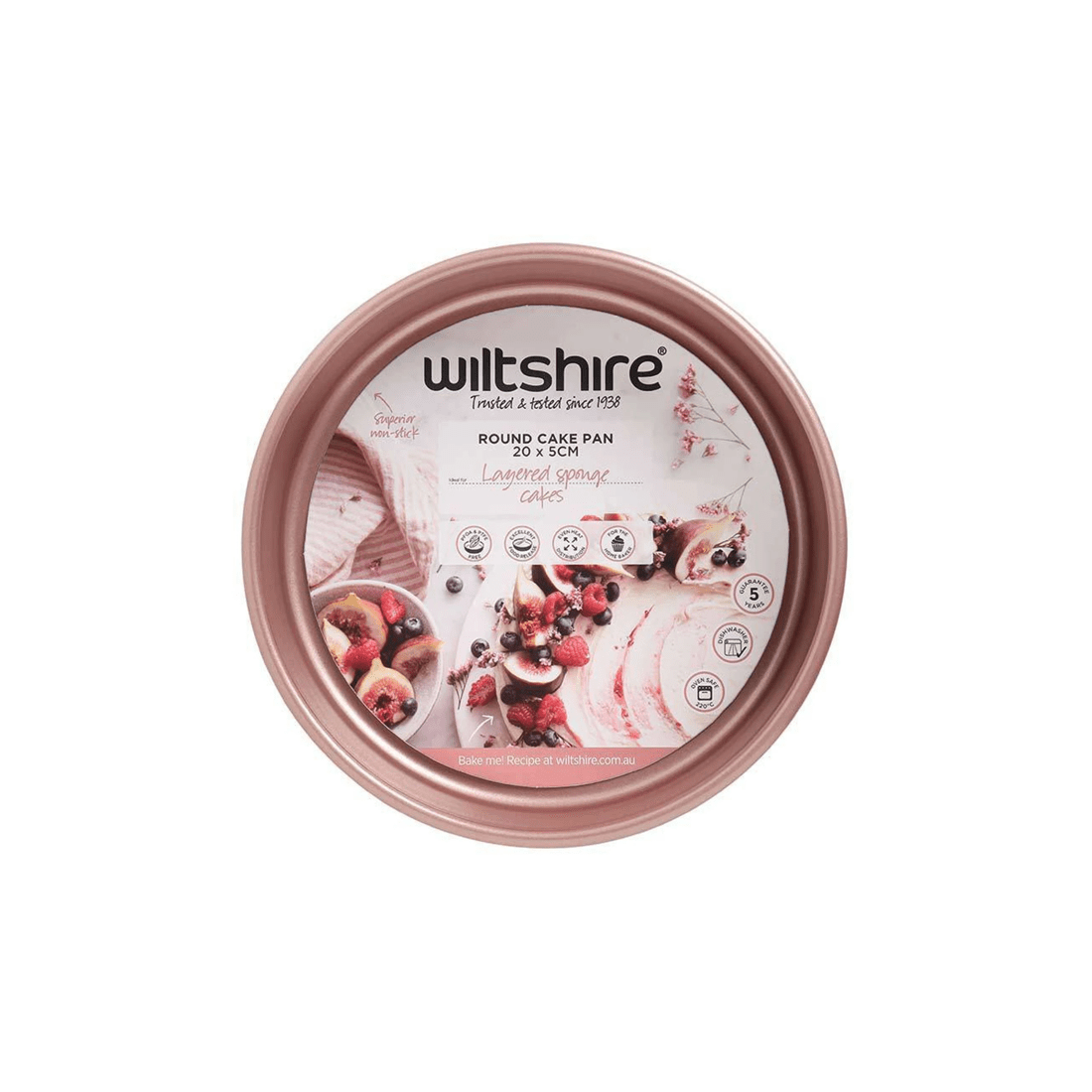 1 Wiltshire Rose Gold Round Non-stick Cake Pan Baking Oven Safe Tin 20cm
 - Gold, 1 of 3