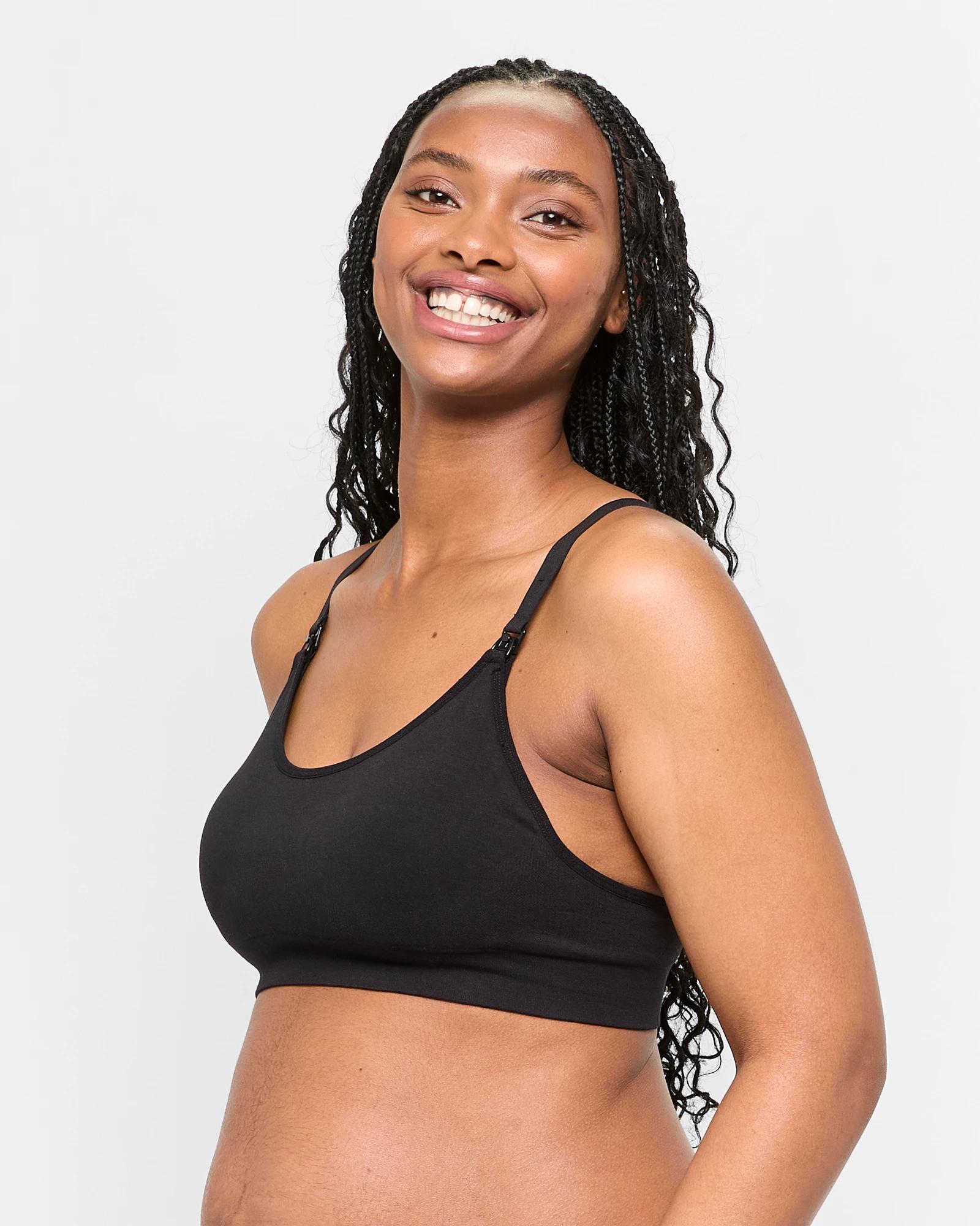 2 Target Maternity Organic Cotton Seamfree Racerback Nursing Crop Top BLACK, 2 of 3