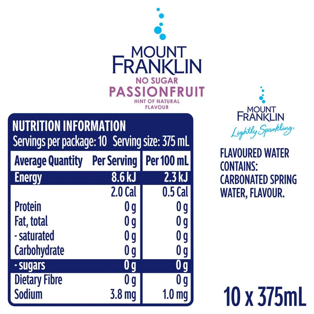 5 Mt Franklin Lightly Sparkling Passionfruit Cans 375mL 20 Pack, 5 of 5