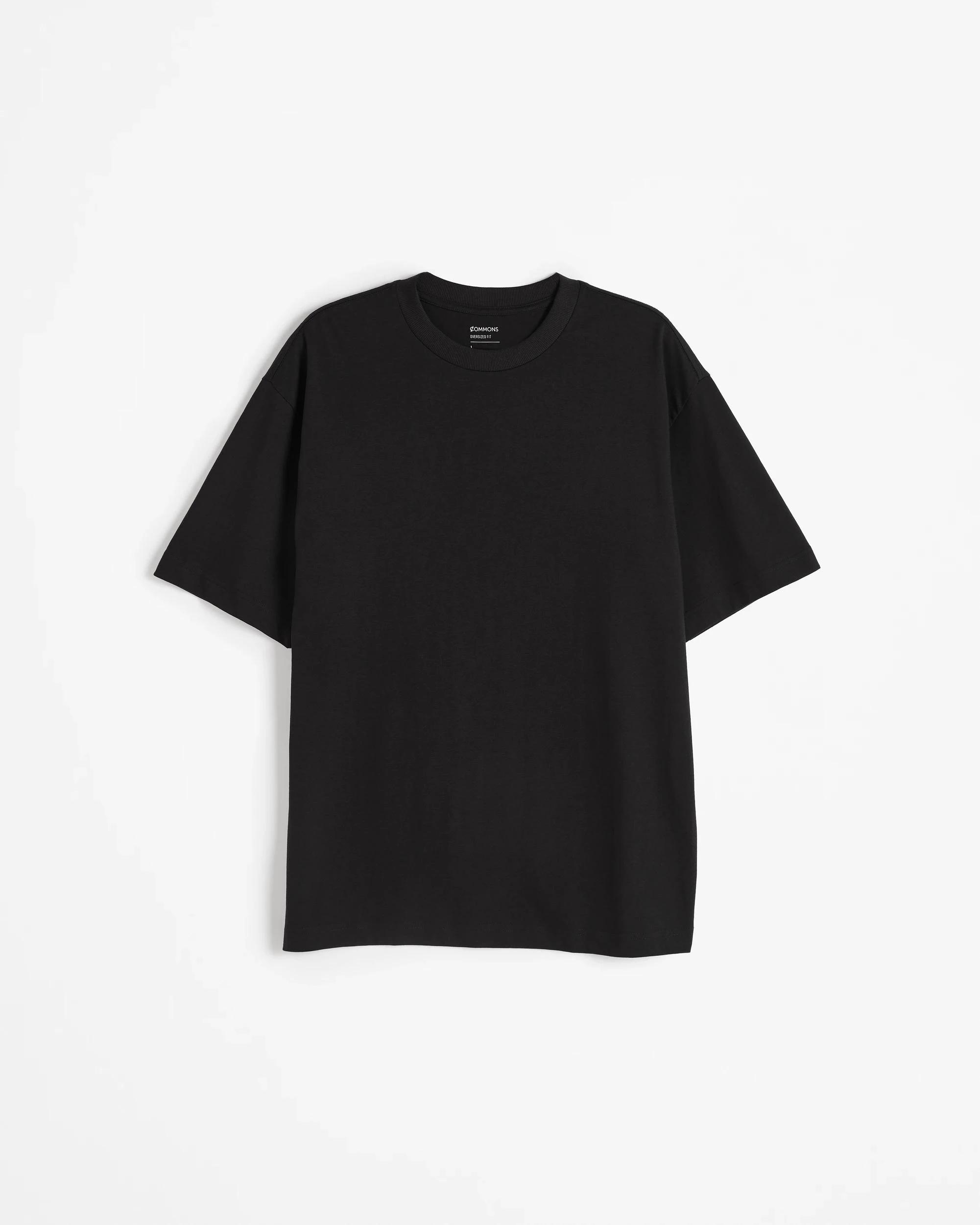 6 Commons Australian Cotton Oversized Heavy Core T-Shirt BLACK, 6 of 7