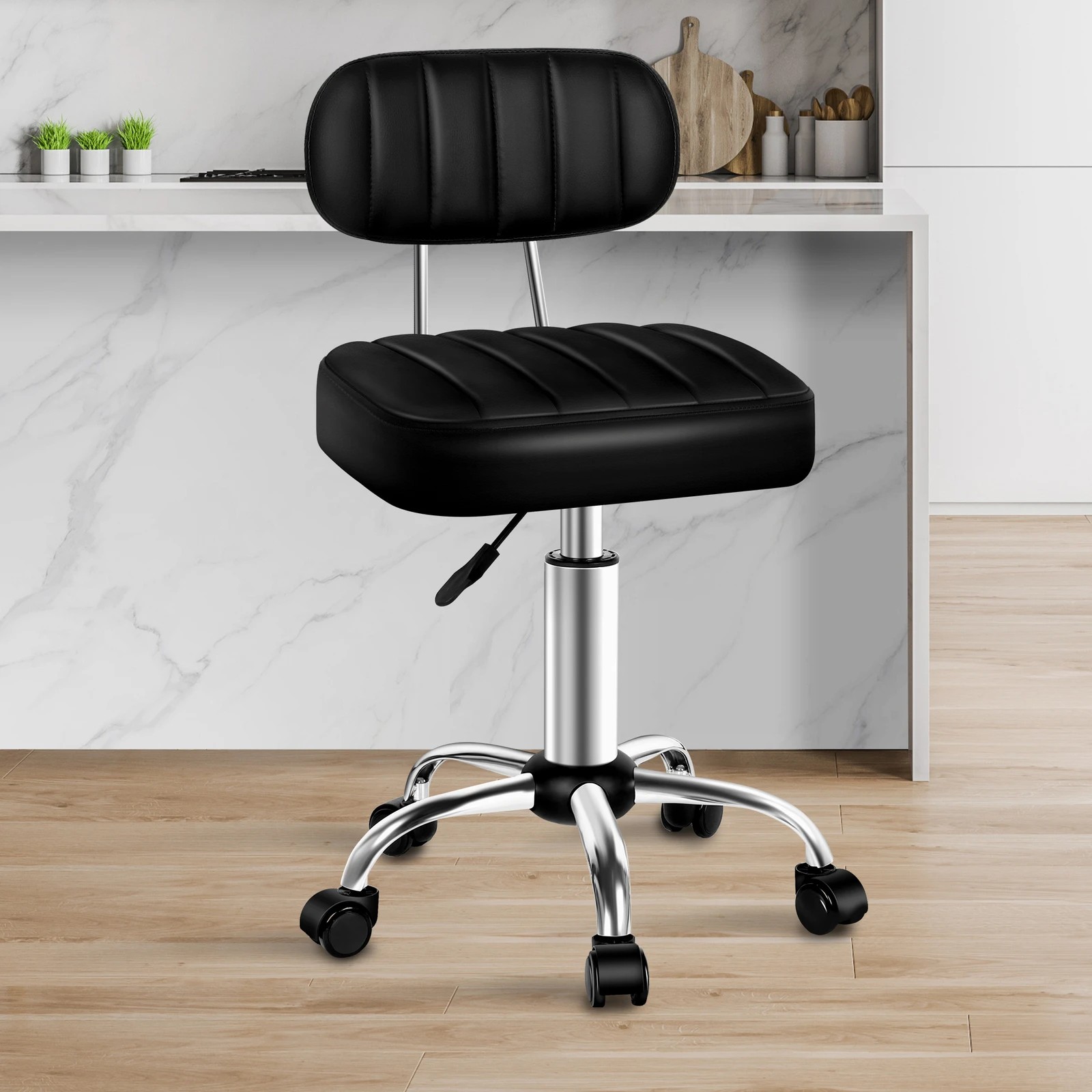 10 Alfordson 2x Salon Stool Backrest Swivel Barber Hair Dress Chair Lina - Black, 10 of 10