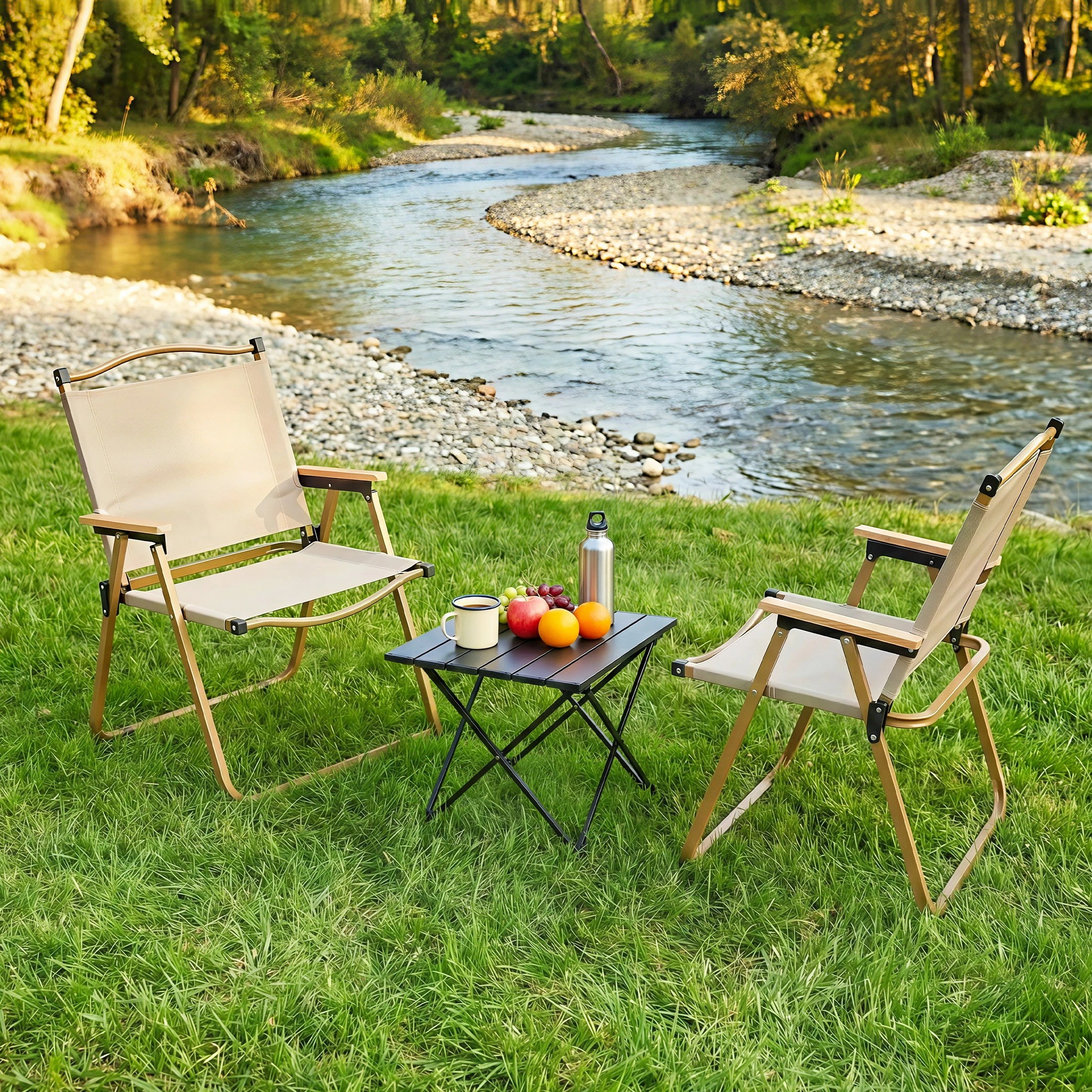 4 Weisshorn 3pc Camping Table Chair Set Outdoor Folding Aluminium Portable Picnic - Multi, 4 of 9