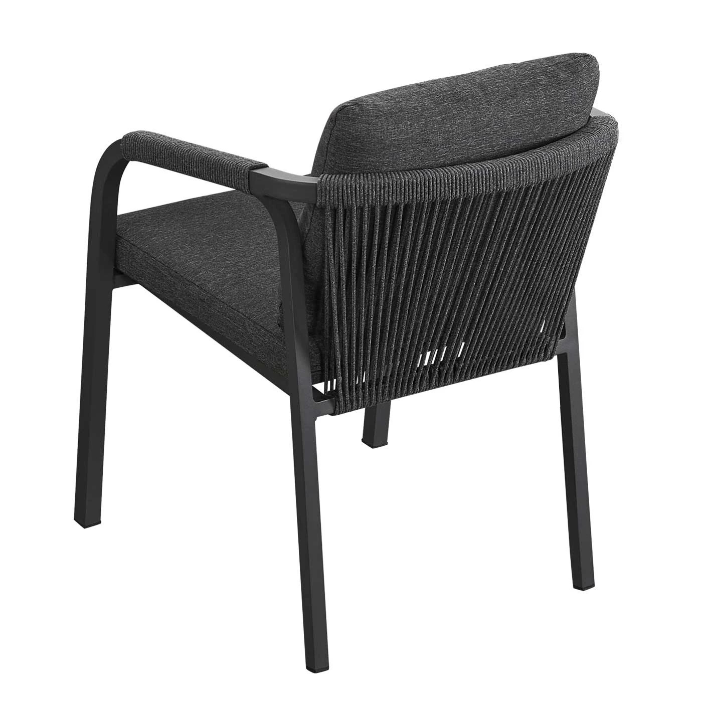 4 Moda Living La Perouse Charcoal Aluminium Outdoor Dining Chairs with Arms - Dark Grey Cushions (Set of 2) - White, 4 of 10