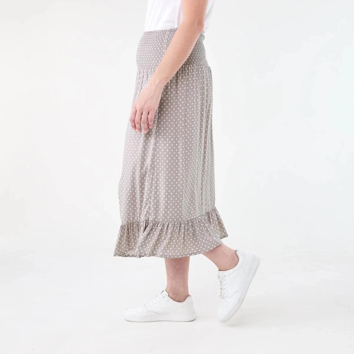 2 Maternity Shirred Waist Skirt FADED TAUPE SPOT, 2 of 5