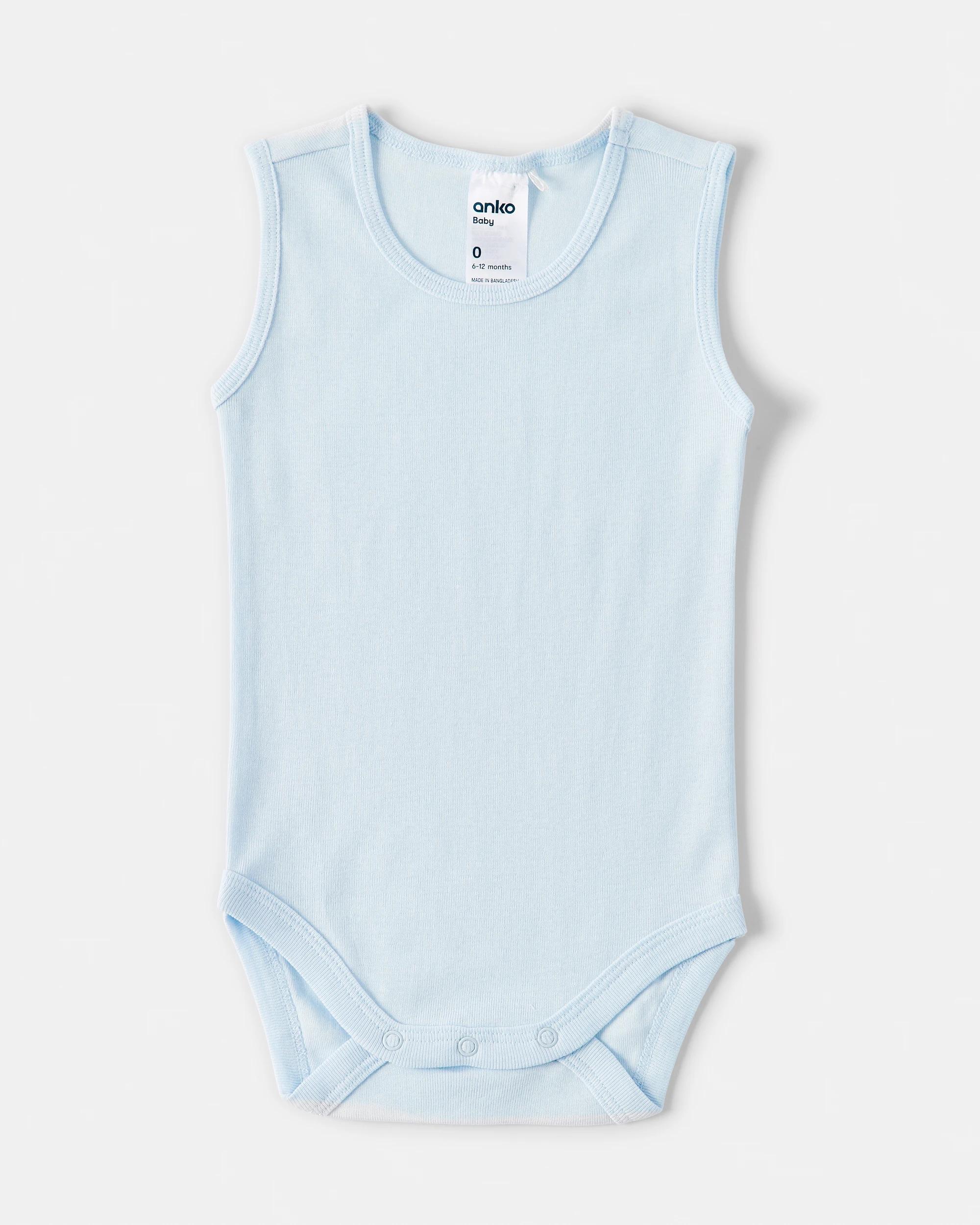 3 2 Pack Cotton Sleeveless Bodysuits Blu Pck, 3 of 6
