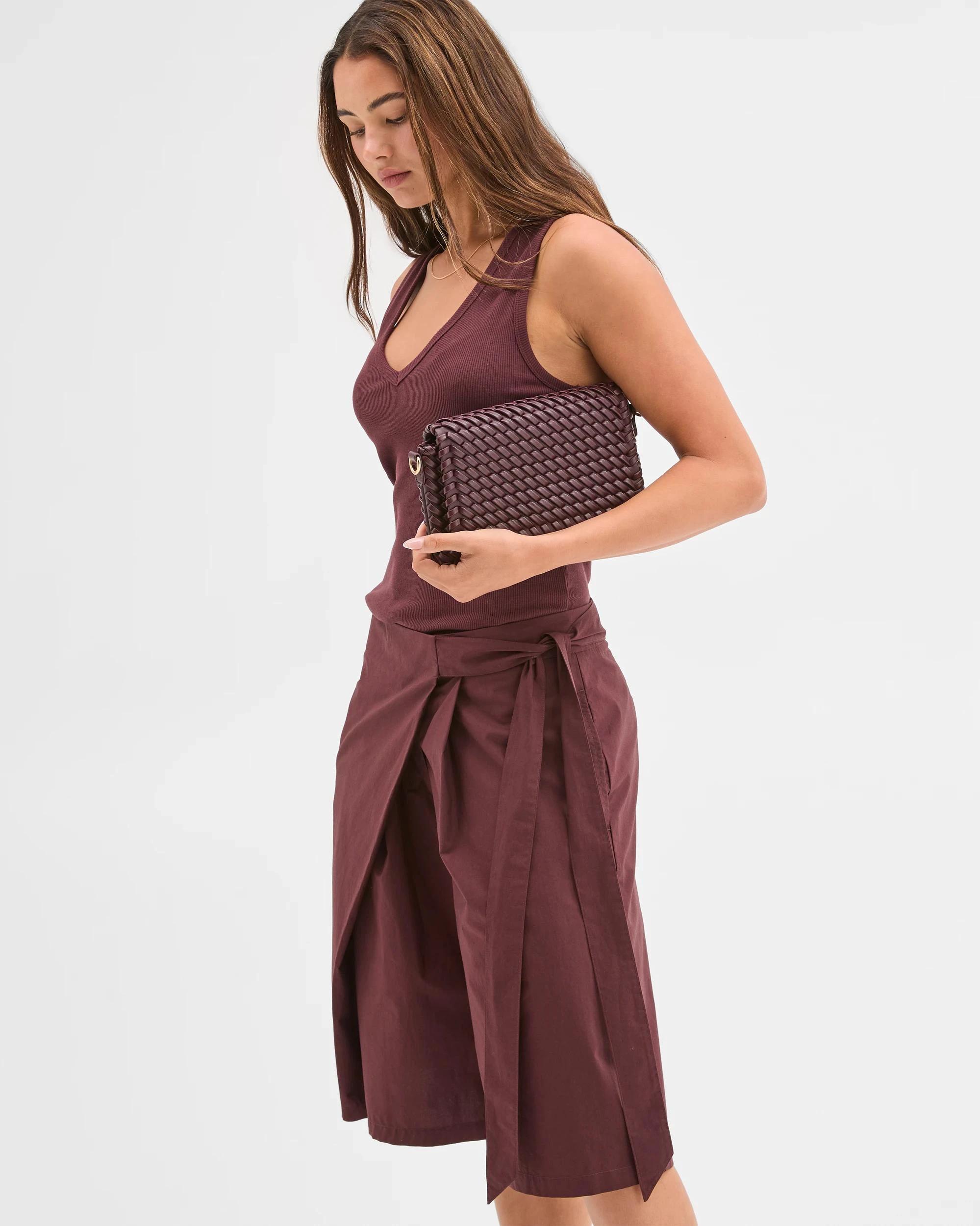 2 Lily Loves Australian Cotton Wrap Front Shorts BURGUNDY ROUGE, 2 of 6