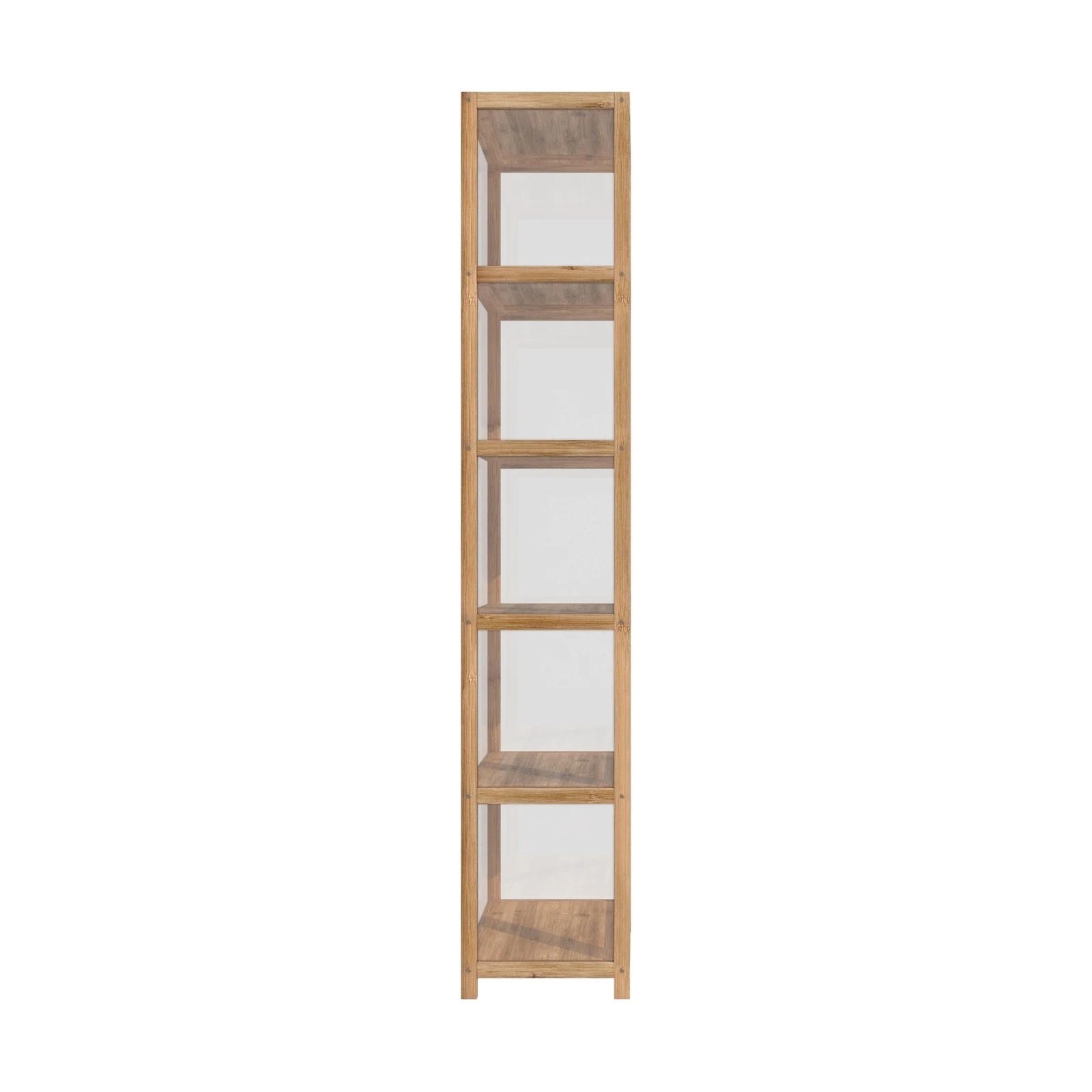 6 Oikiture Display Cabinet 5-tier Slim Storage Shelves Clear Bookcase Rack
 - Natural, 6 of 9