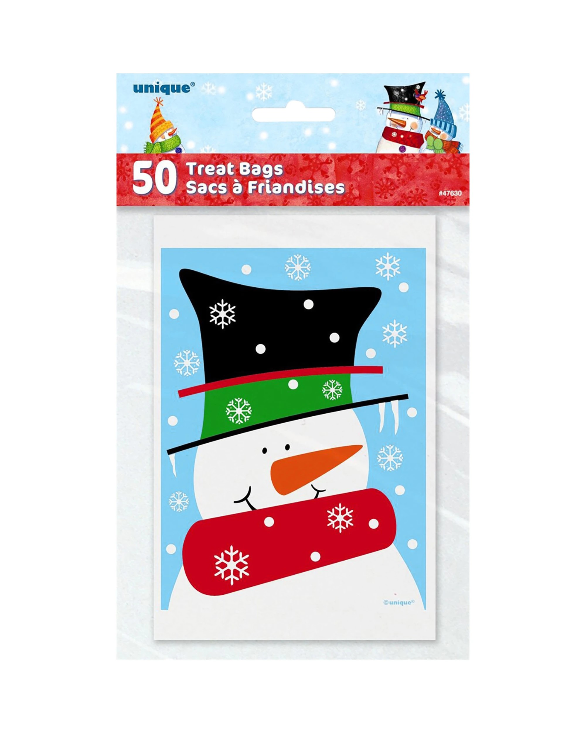 3 Unique Snowman Buddies Small Plastic Lolly Treat Bags Pack of 50 - Multi, 3 of 3