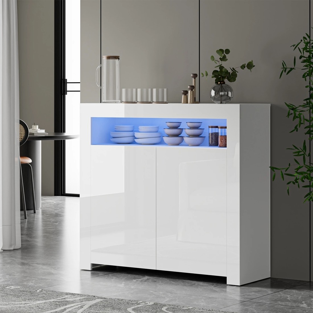 2 Oikiture Buffet Sideboard Led Rgb High Gloss
 - White, 2 of 10