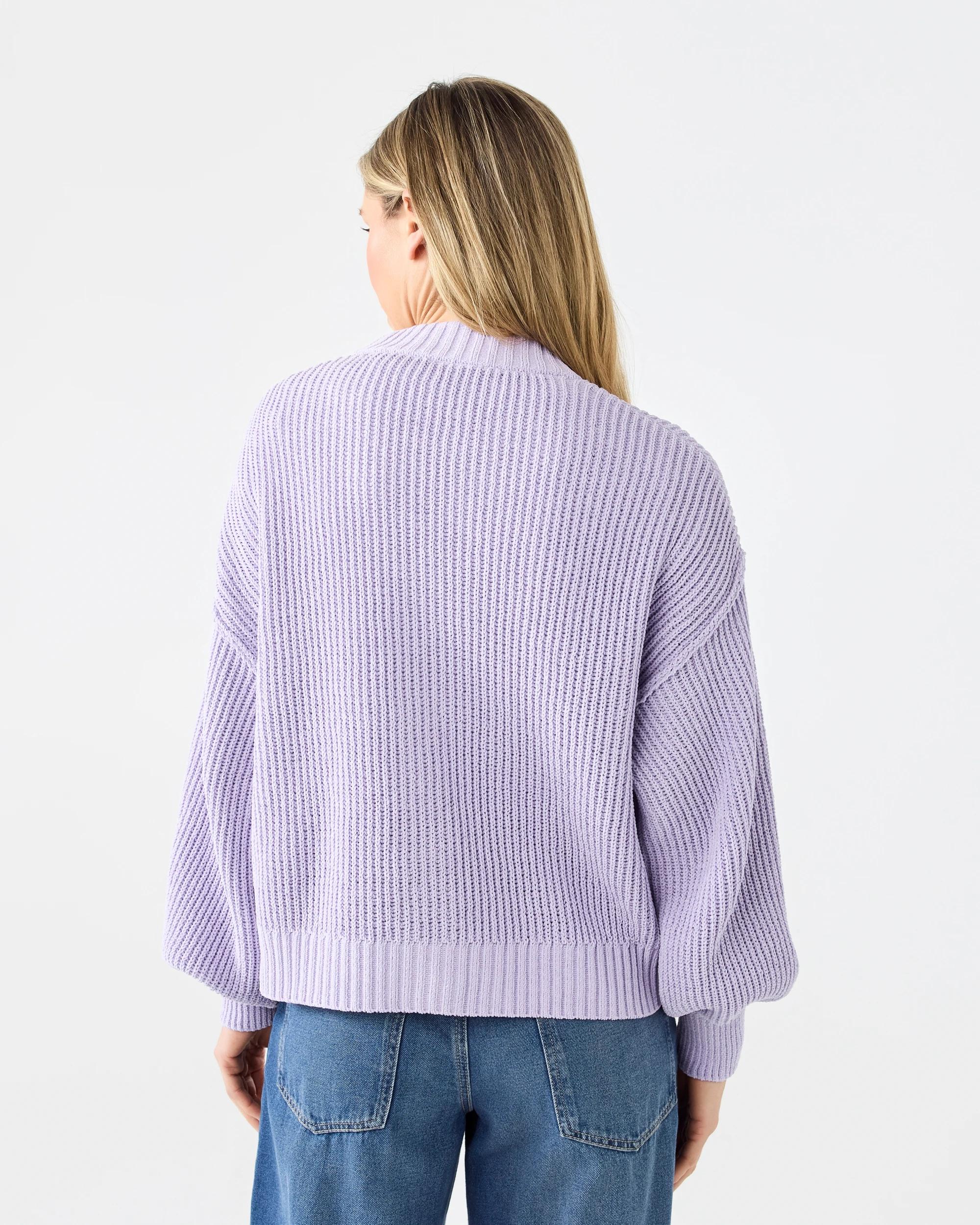 3 Chenille V Neck Cardigan Lil Purple, 3 of 7