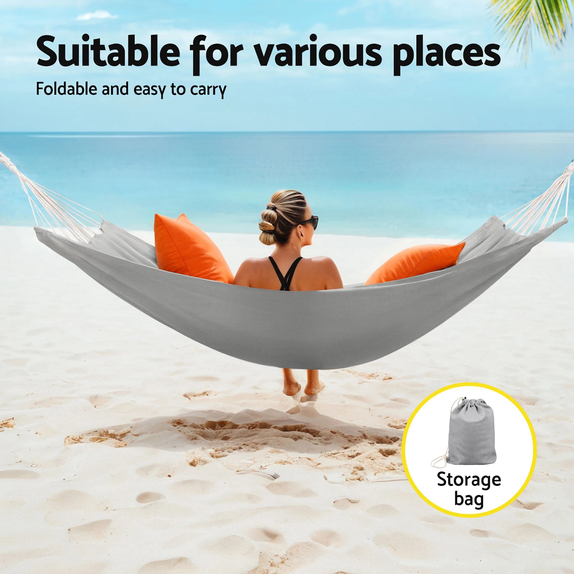 5 Gardeon Hammock Bed w/ Travel Bag Outdoor Lounge Chair - Grey, 5 of 6