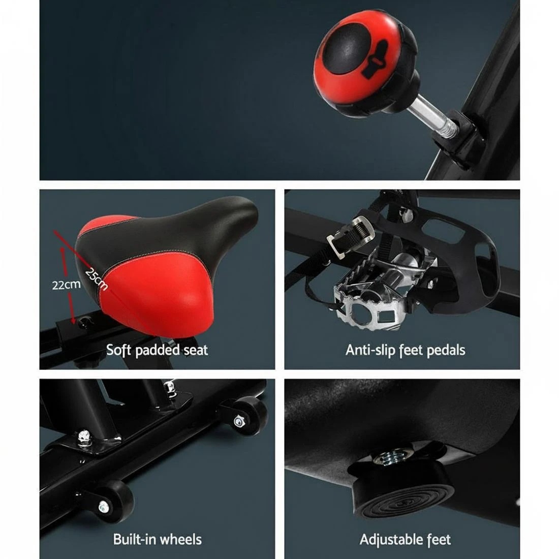 7 Everfit Spin Bike Exercise Bike Flywheel Cycling Home Gym Fitness Indoor - Black, 7 of 7