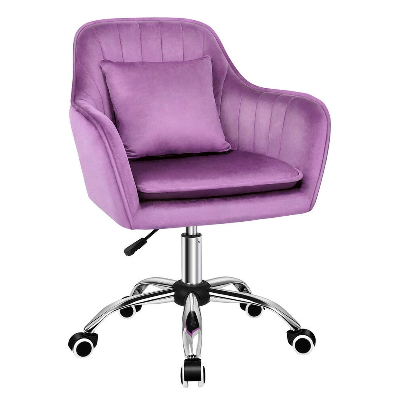 1 Alfordson Velvet Office Chair Fabric Computer Swivel Armchair Work Adult Kids - Purple, 1 of 10