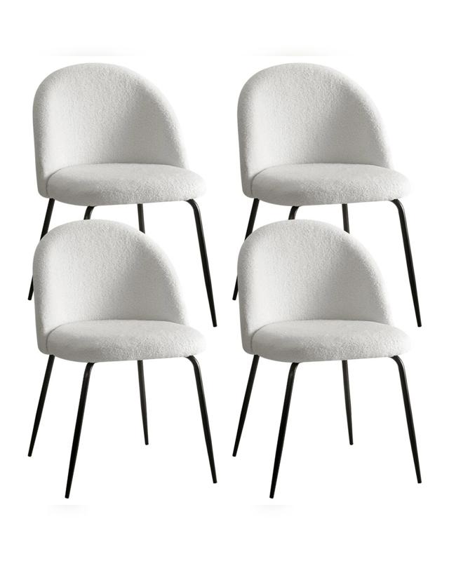 Artiss Dining Chairs Set of 4 Sherpa Boucle - W