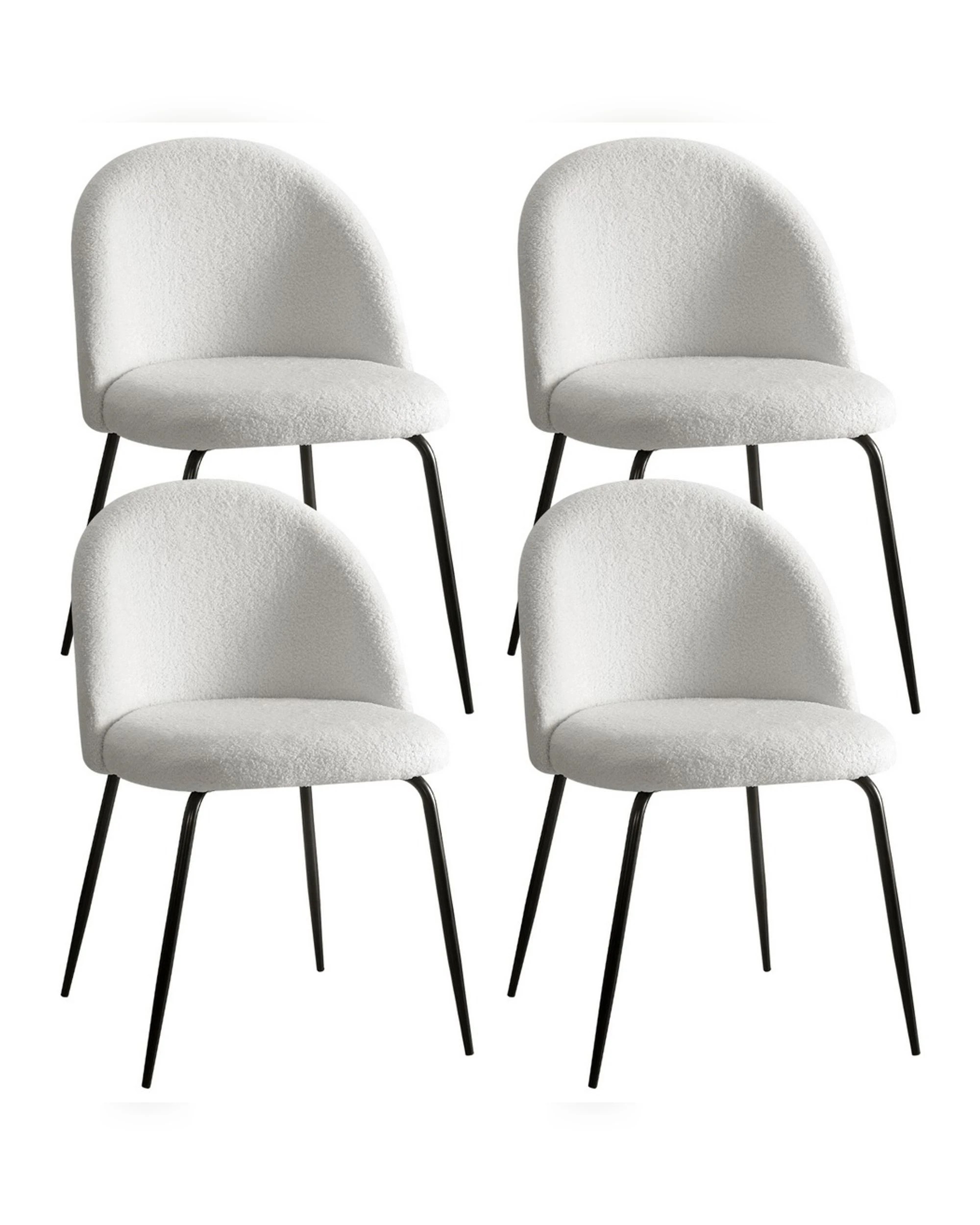 1 Artiss Dining Chairs Set of 4 Sherpa Boucle - White, 1 of 5