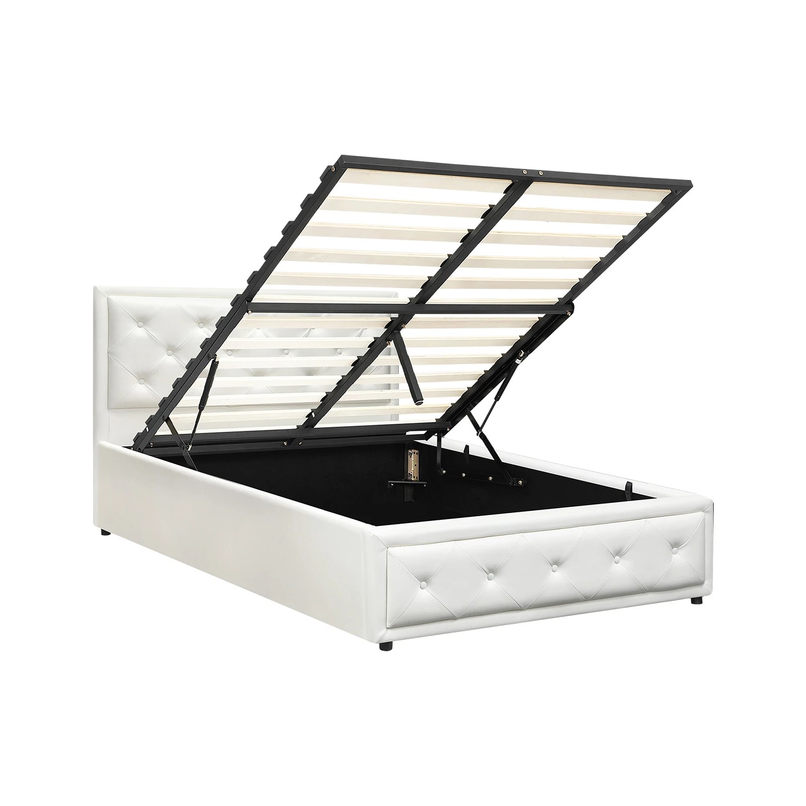 7 Oikiture King Single Bed Frame Gas Lift Base With Storage Enzo
 - White, 7 of 10