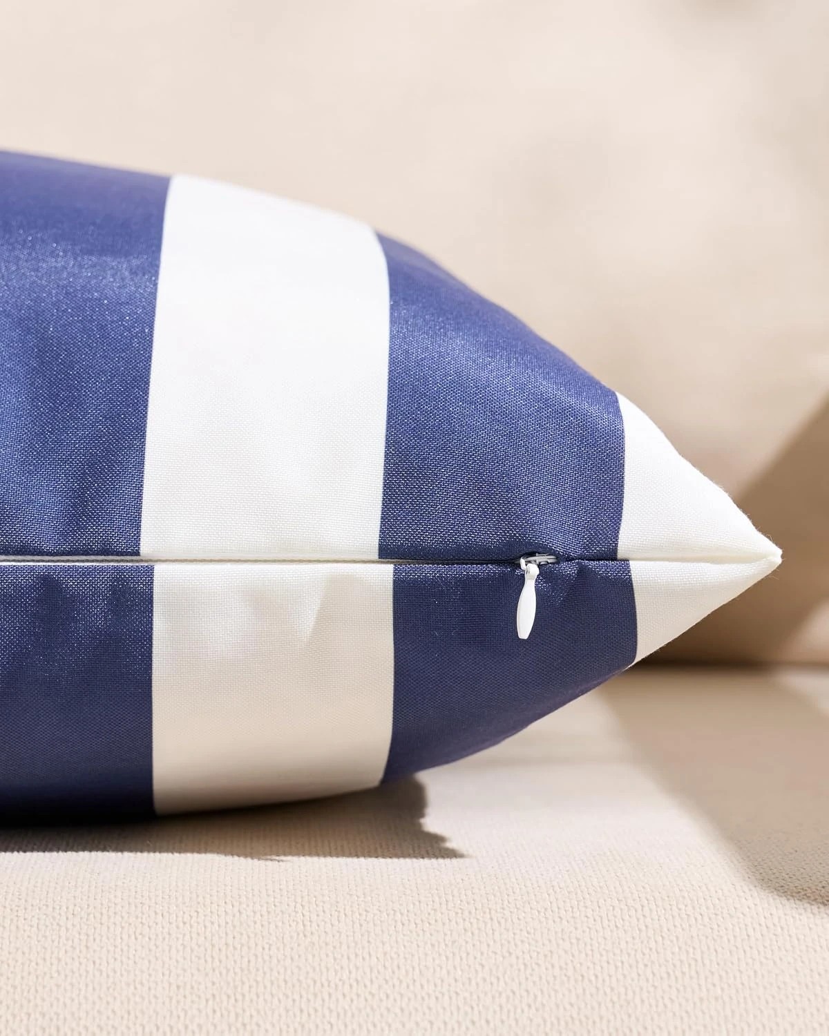 3 Gioia Casa 2-Pack Striped Outdoor Waterproof Cushion Covers - Navy Blue, 30x50cm, 3 of 4
