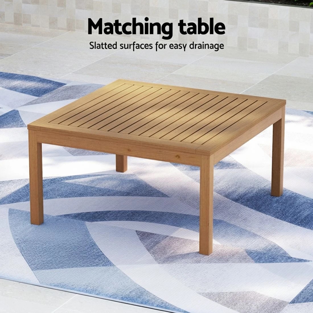 5 Gardeon 4-Seater Outdoor Sofa Set Wooden Lounge Setting - Natural, 5 of 5