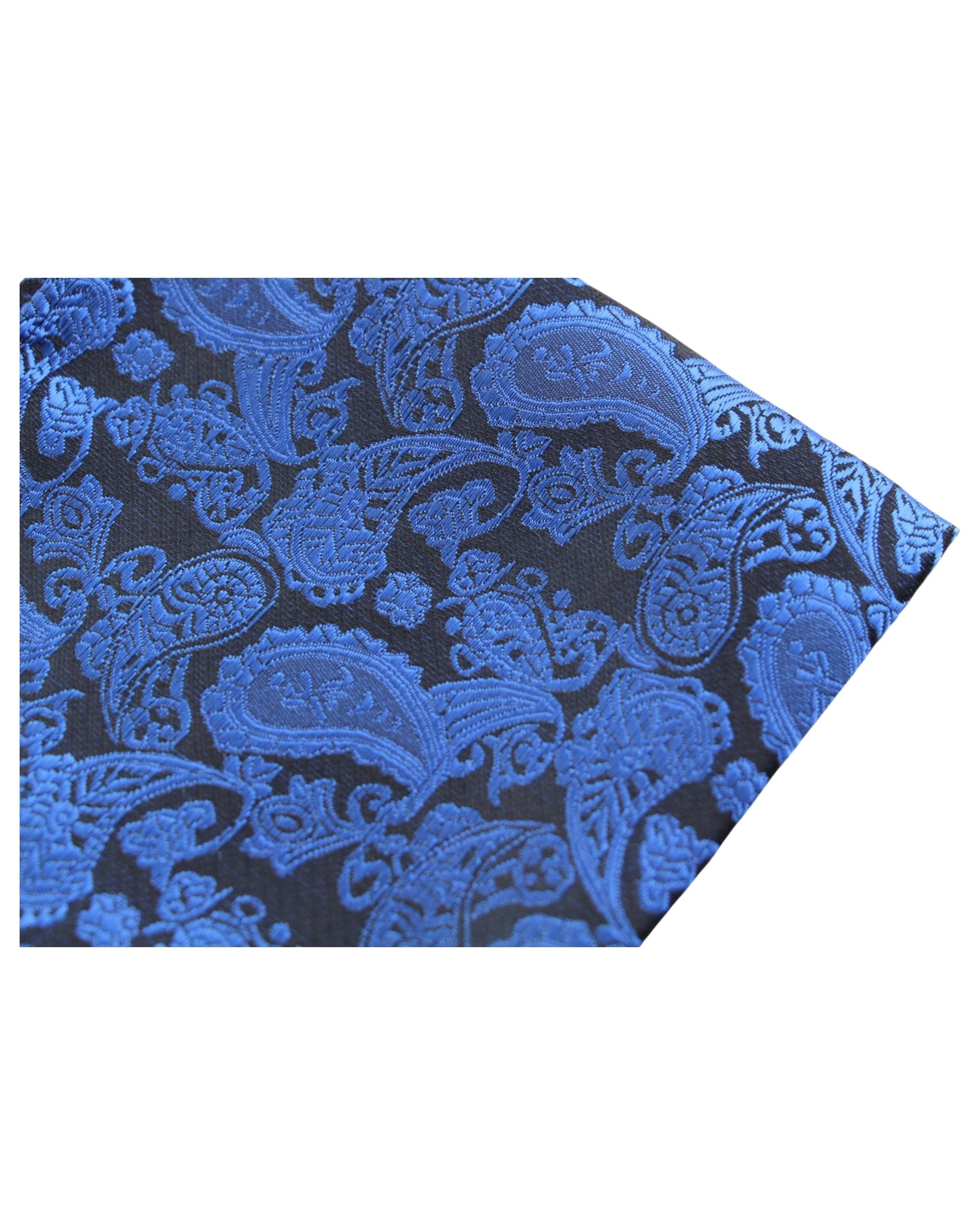 2 Zasel Mens Black & Blue Paisley Silk Pocket Square - Multi, 2 of 3