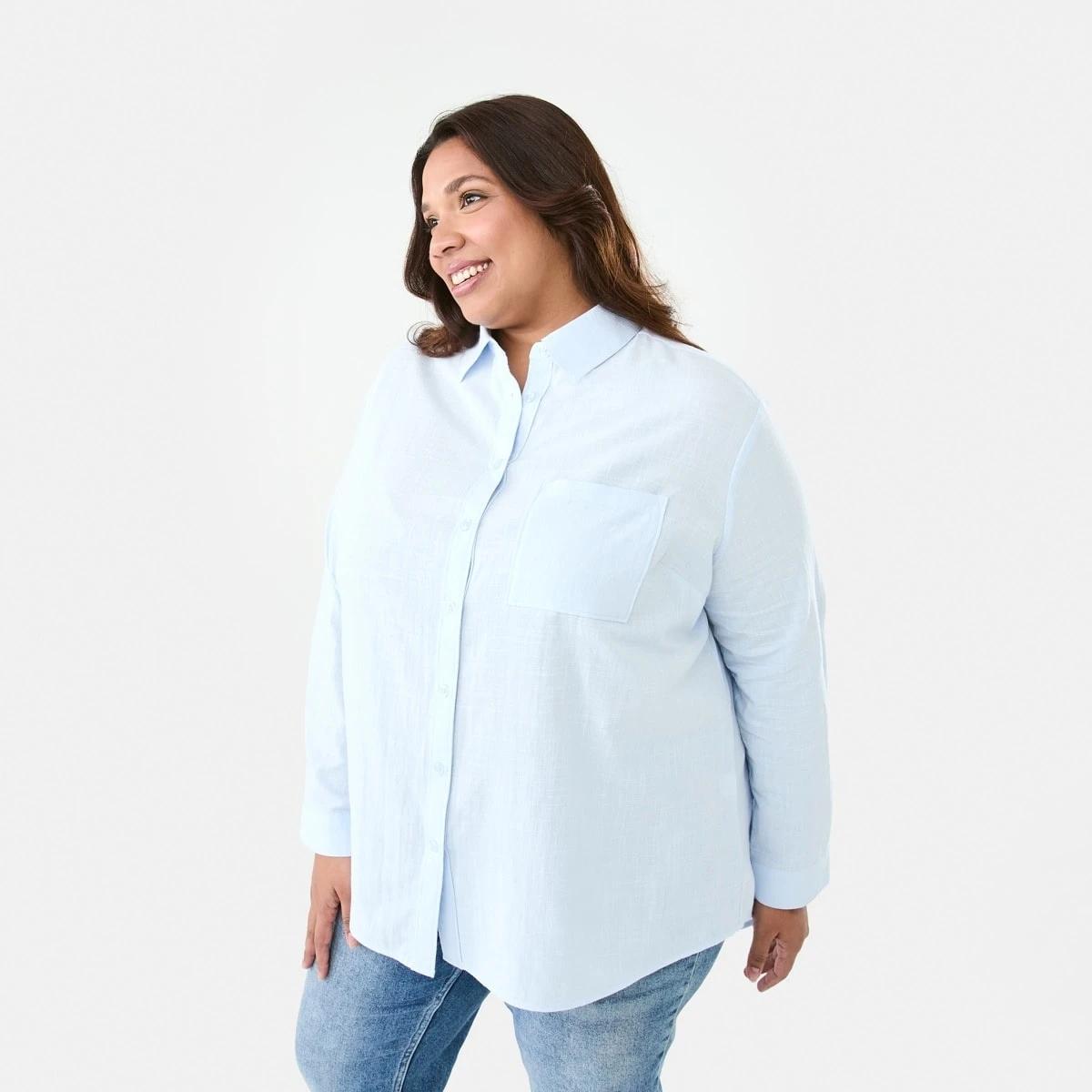 3 Curve Long Sleeve Cotton Shirt Blu Bysde, 3 of 8