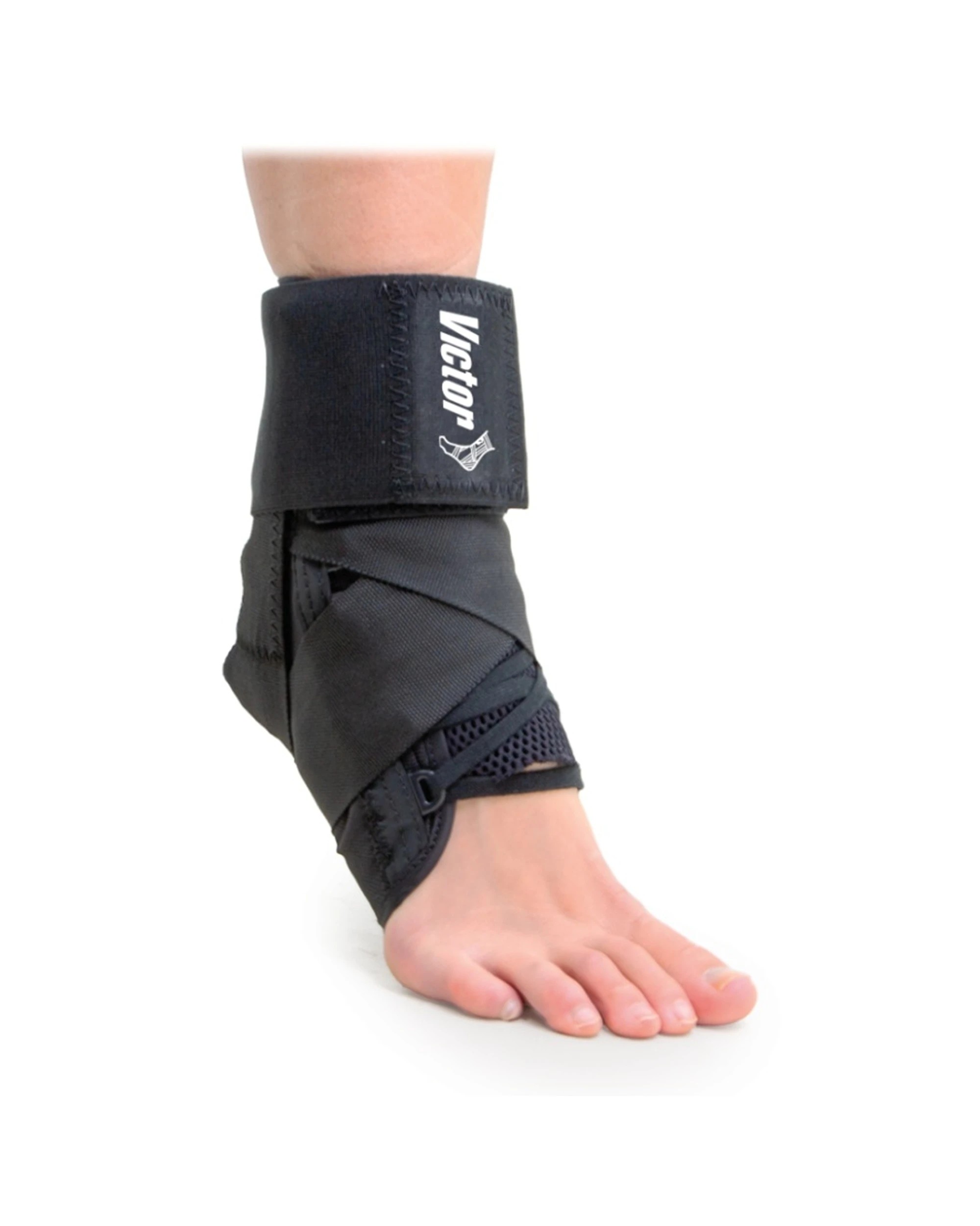 2 Victor Sports Fast Fit Ankle Support Brace Compression Strap Small - Black, 2 of 3