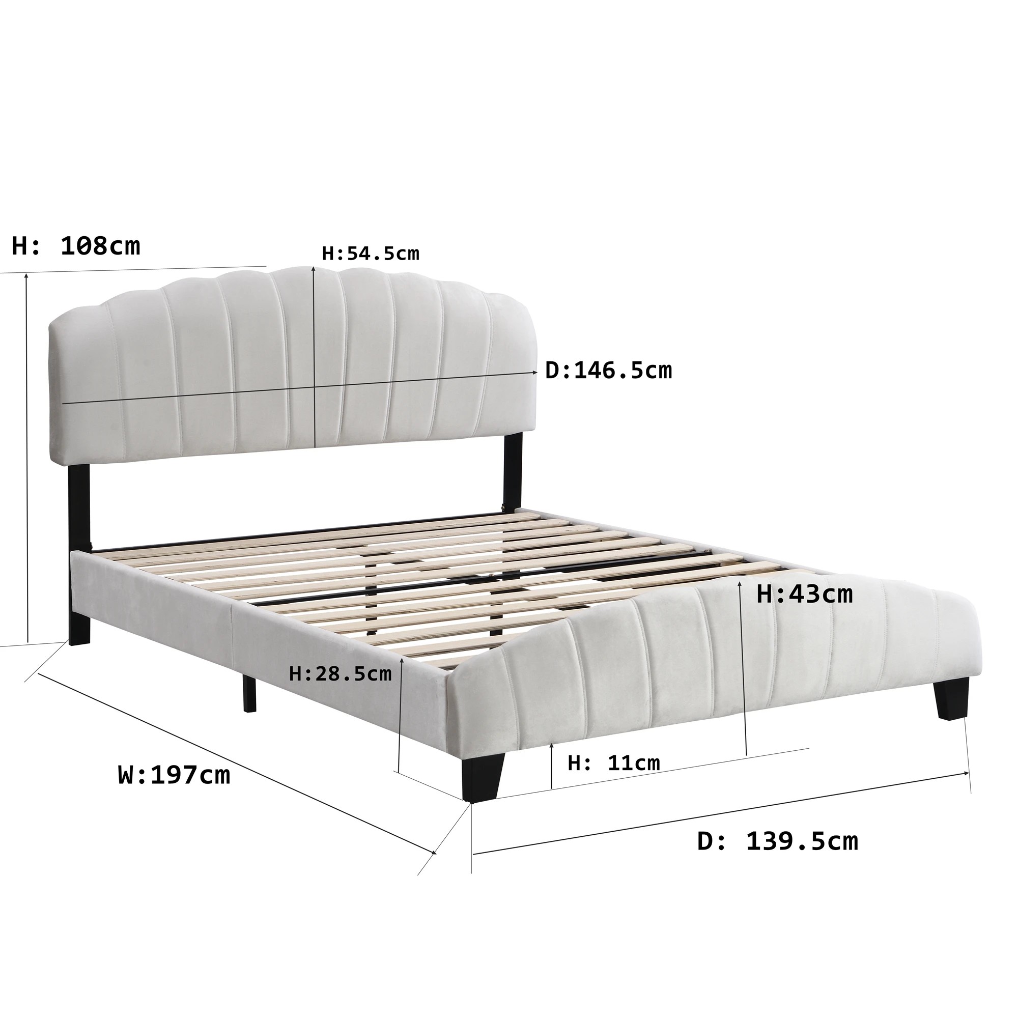 10 IHOMDEC BEF04 Double Shell-Style Bed Base - Beige - Beige, 10 of 10