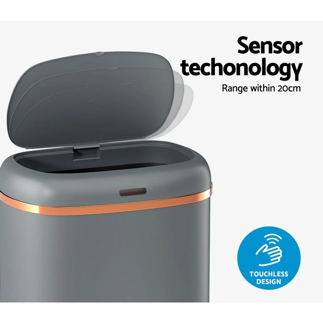 5 Devanti 38L Motion Sensor Bin Rubbish Automatic - Grey, 5 of 7