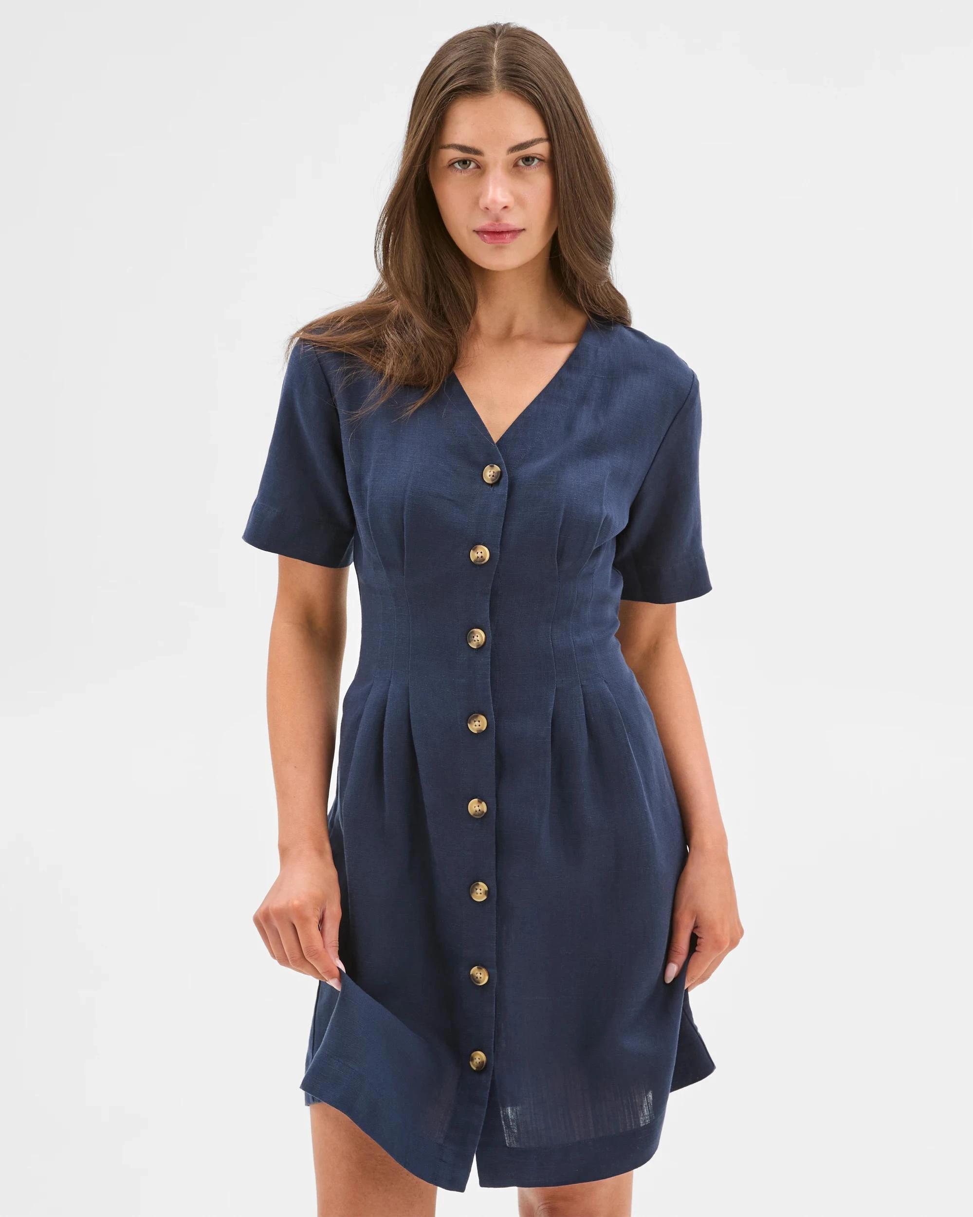 3 Target Petites Pintuck Waist Mini Dress NAVY BLAZER, 3 of 7