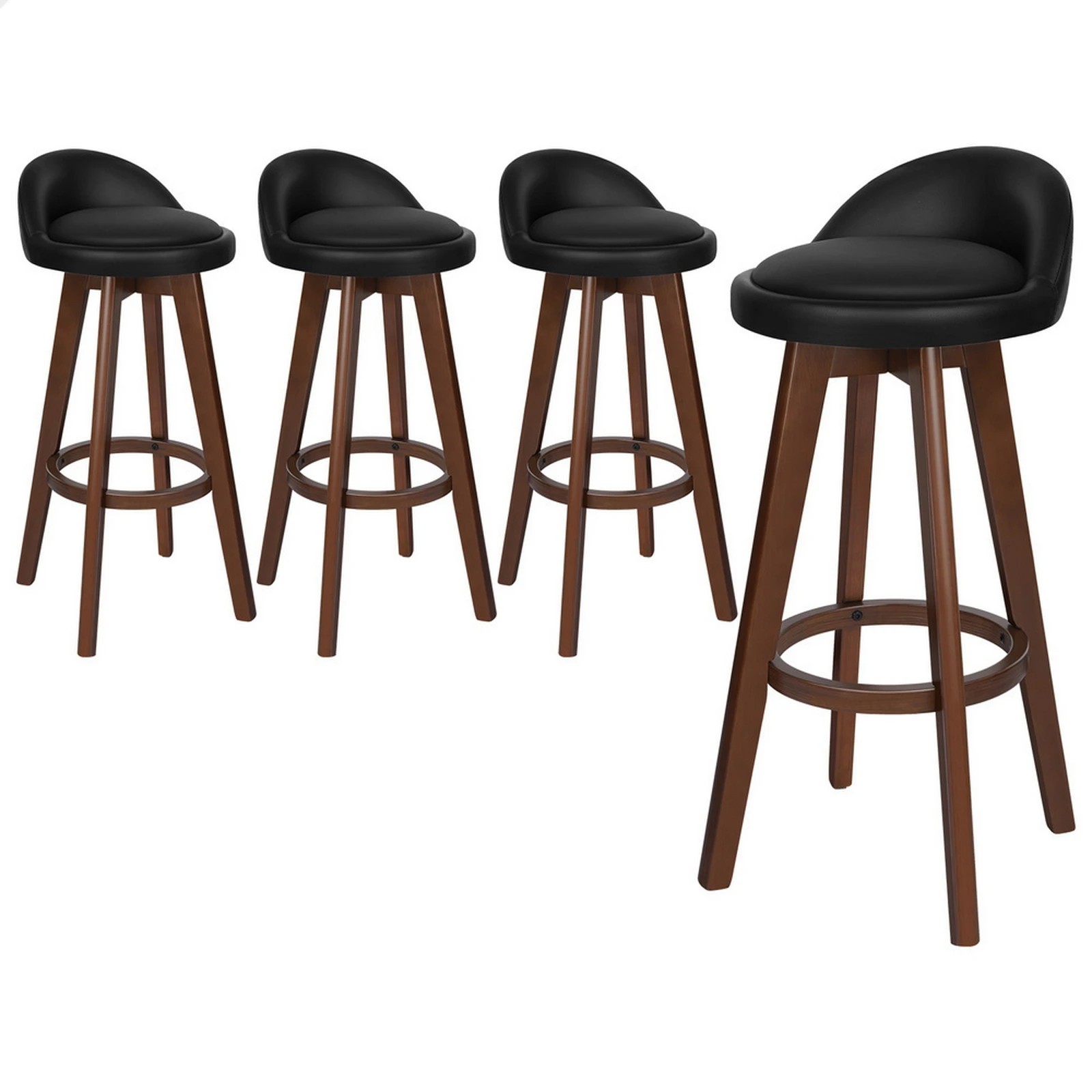 1 Alfordson 4x Bar Stools Liam Kitchen Wooden Swivel Chairs Black - Black, 1 of 10