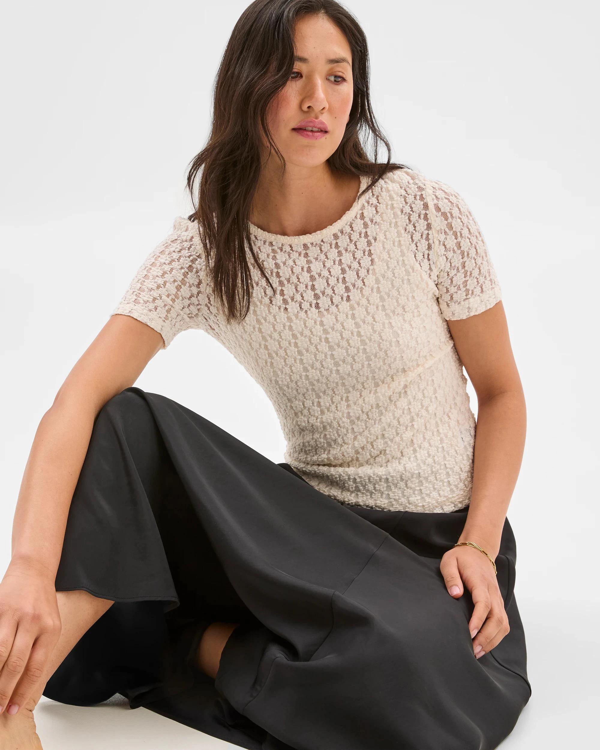 6 Crinkle Lace Top - Preview CREAM, 6 of 6